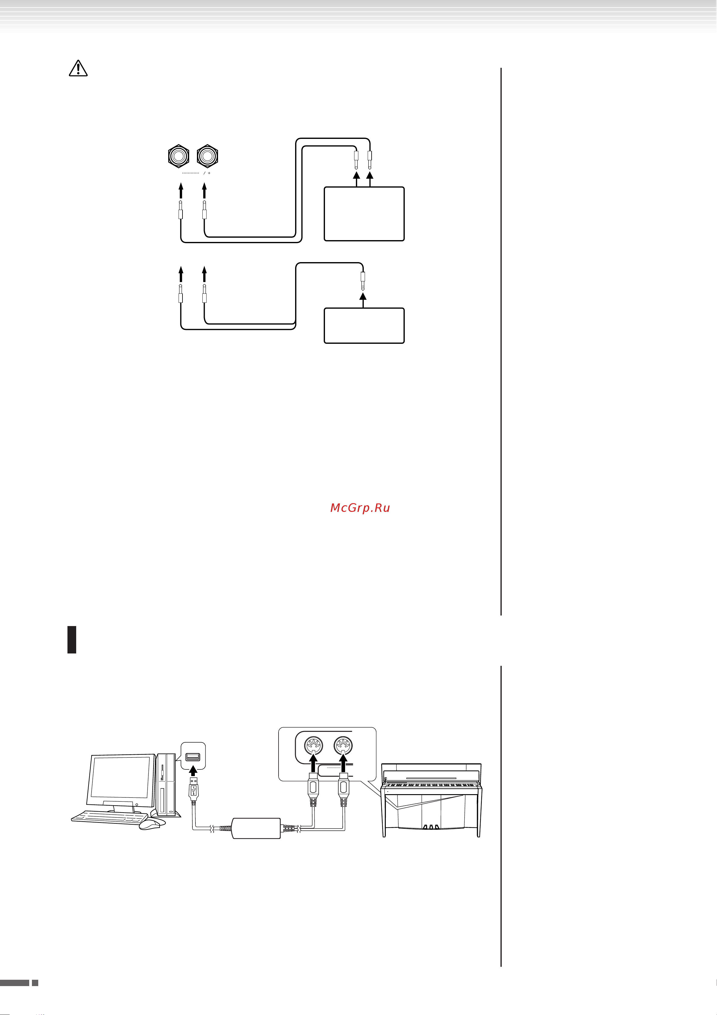 Yamaha Modus F01(with bench) [52/80] Ля подключения внешних midi устройств через эти разъемы используйте midi кабели ополнительную информацию см в разделе о midi на стр 53