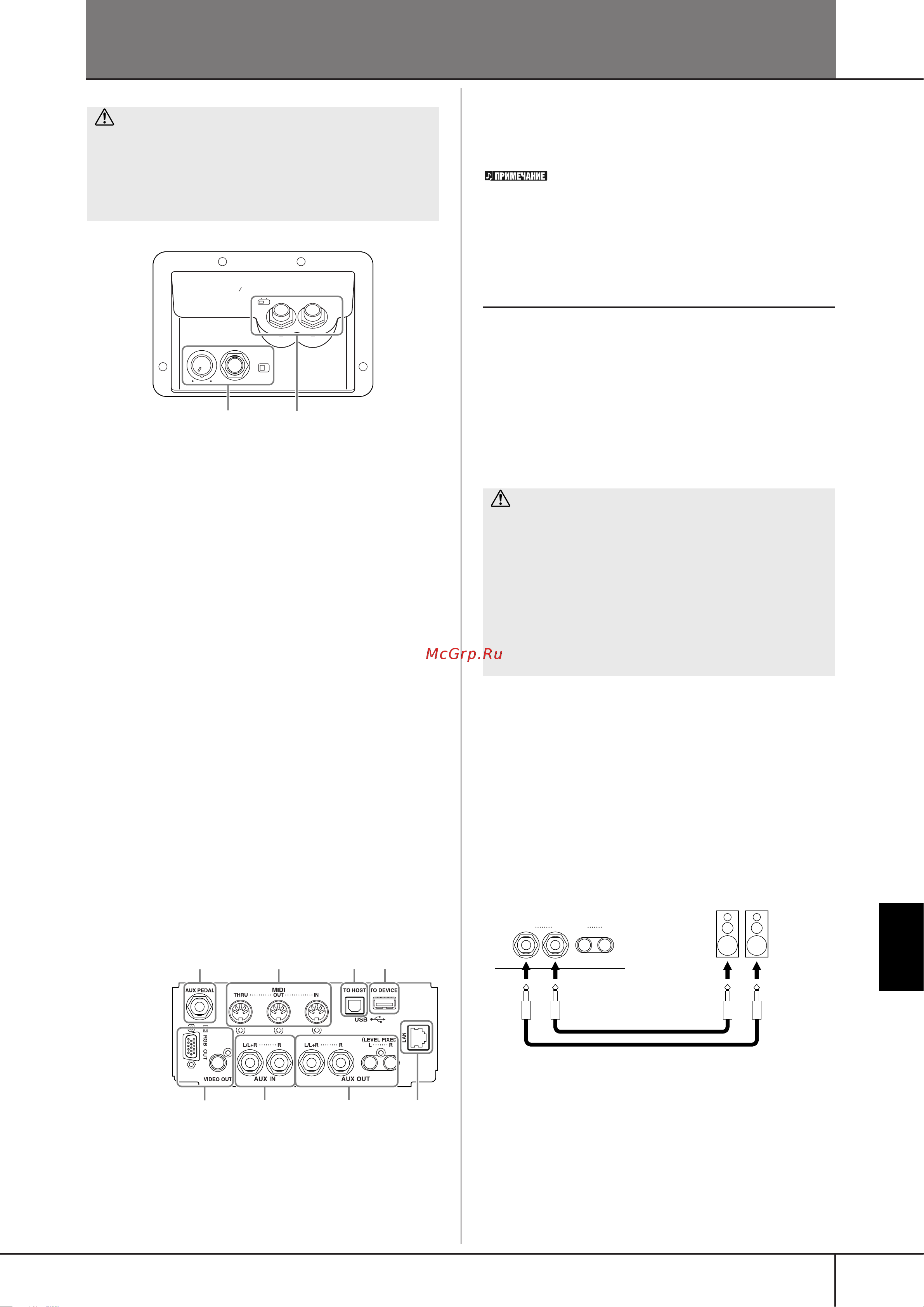 Yamaha CGP-1000 [189/226] Одключение внешних устройств к инструменту