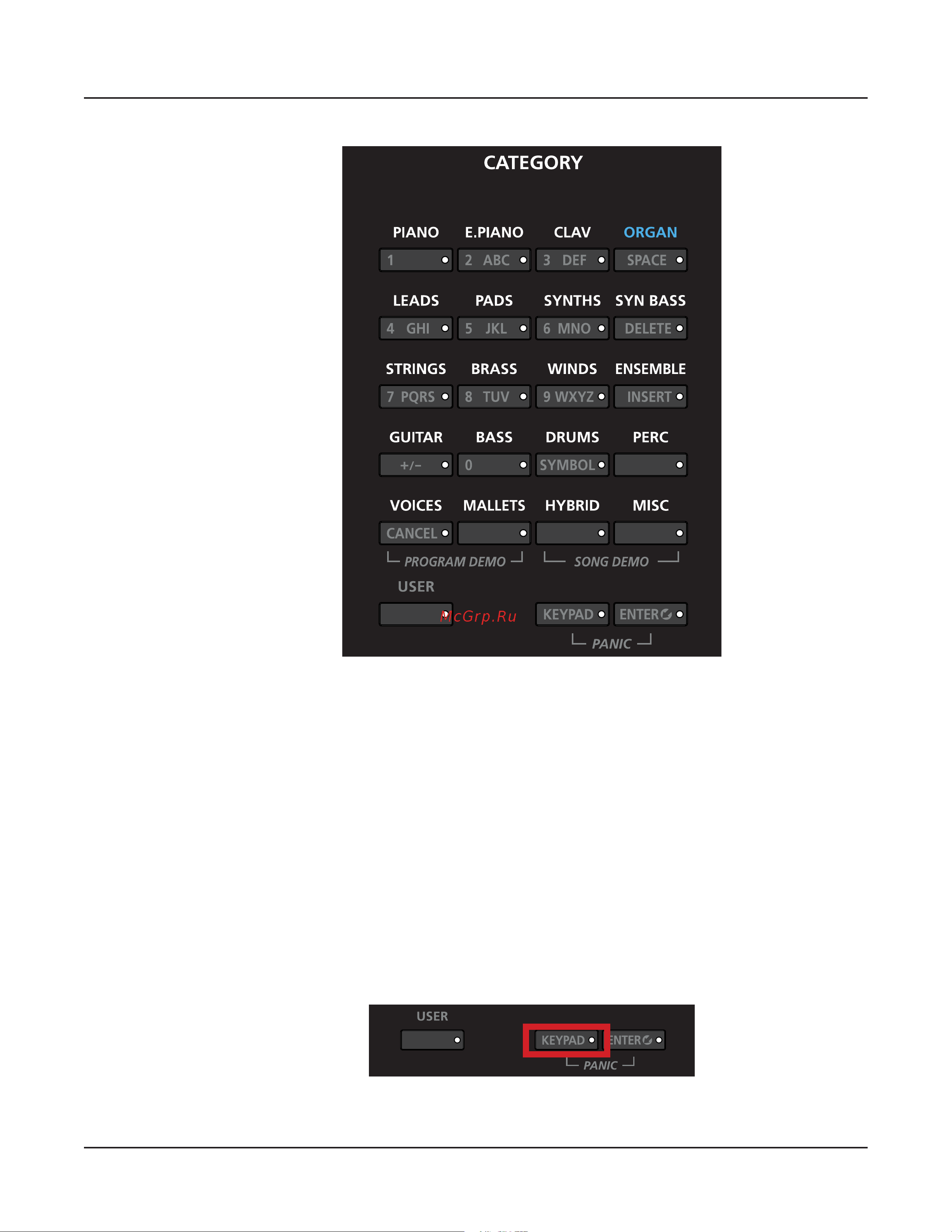 Kurzweil FORTE [72/244] Keypad button