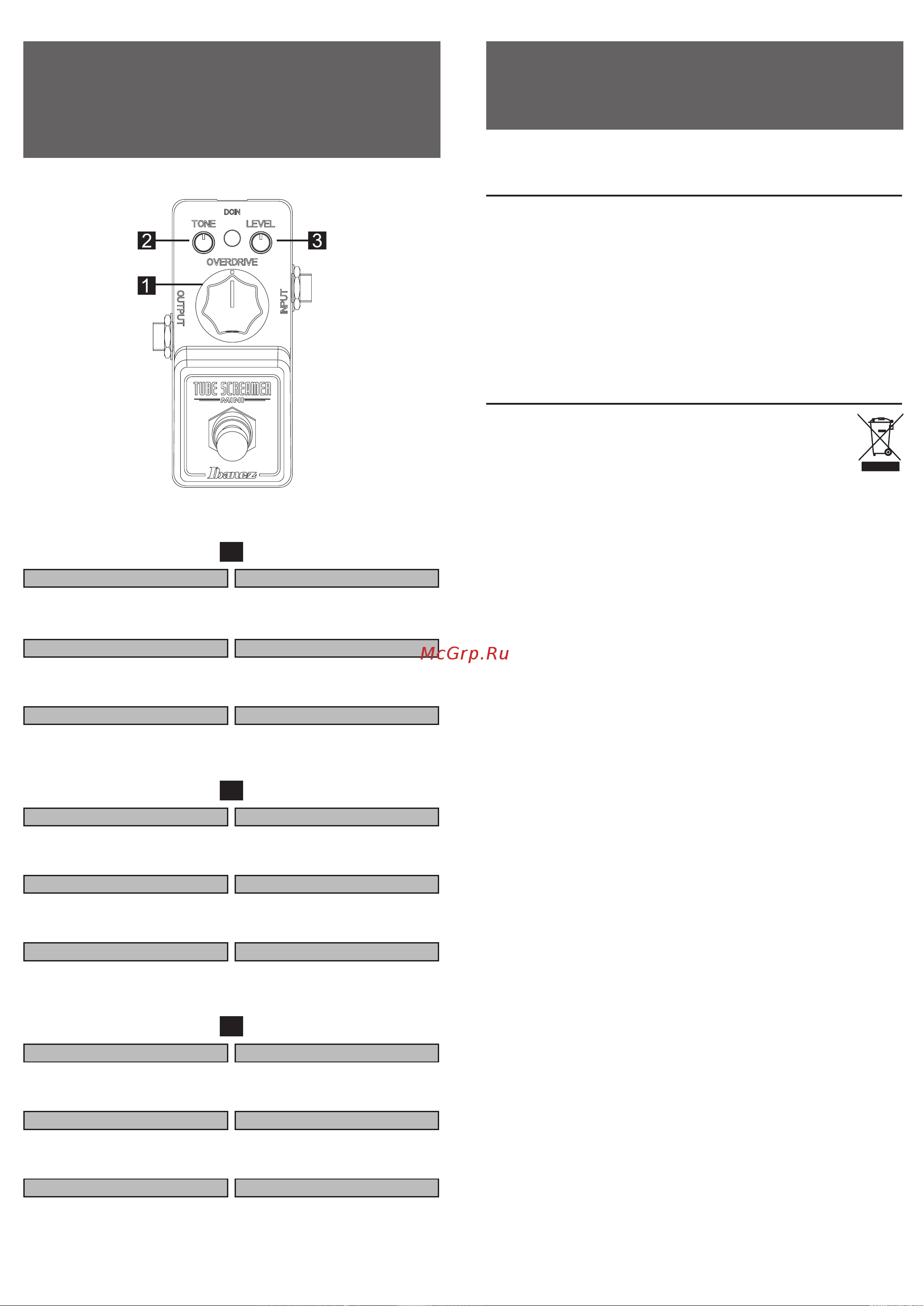 Ibanez TS MINI [2/2] Nom des pièces et utilisation nobres de las piezas y uso nomi delle parti e utilizzo