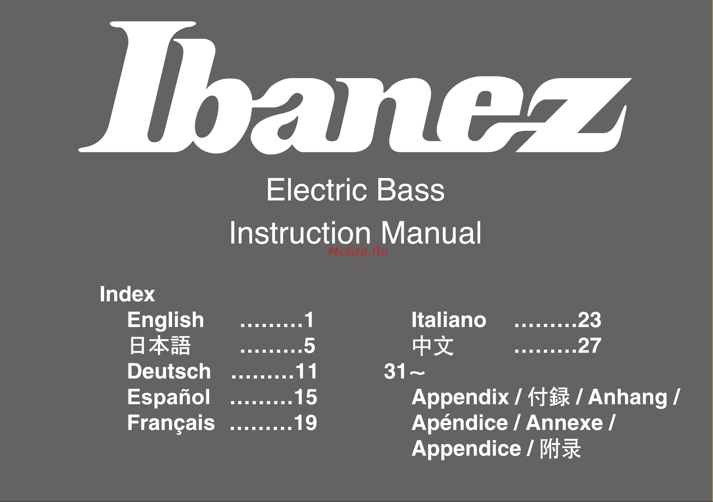 Ibanez Electric Basses (2012) Руководство по эксплуатации онлайн