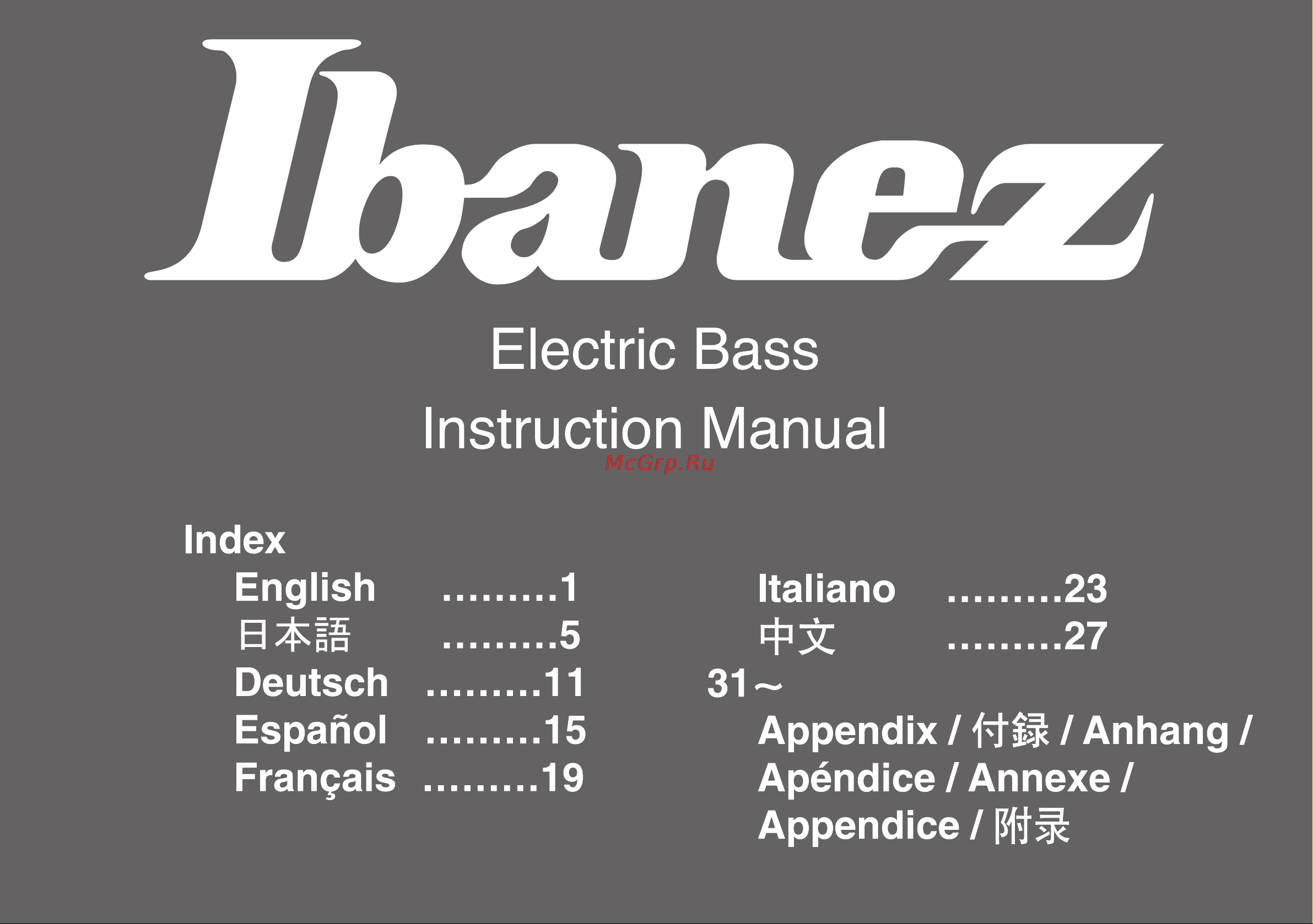 Ibanez Electric Basses (2011) Руководство по эксплуатации онлайн