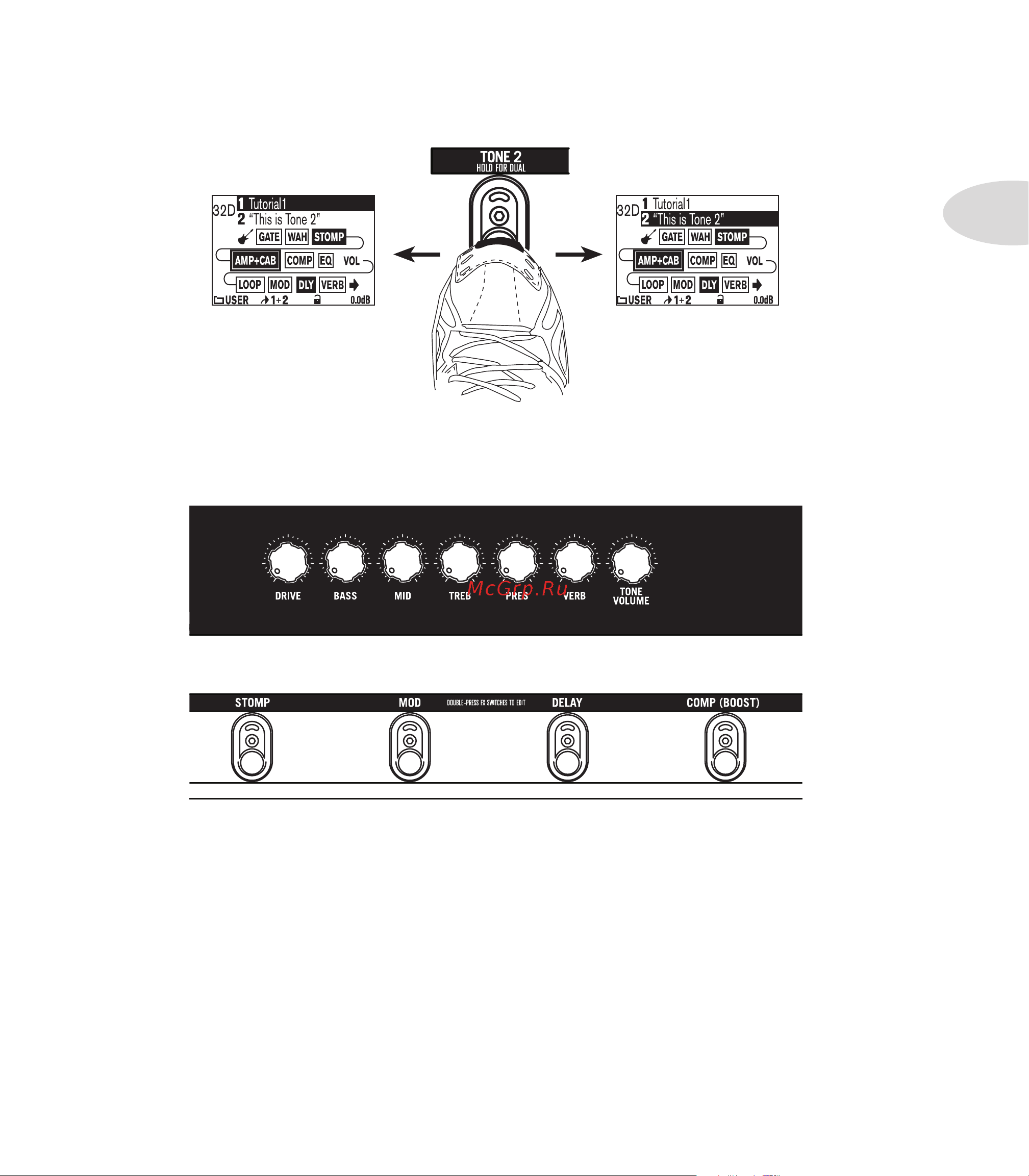 LINE 6 POD X3 [15/100] Select and tweak tone 1 tone 2