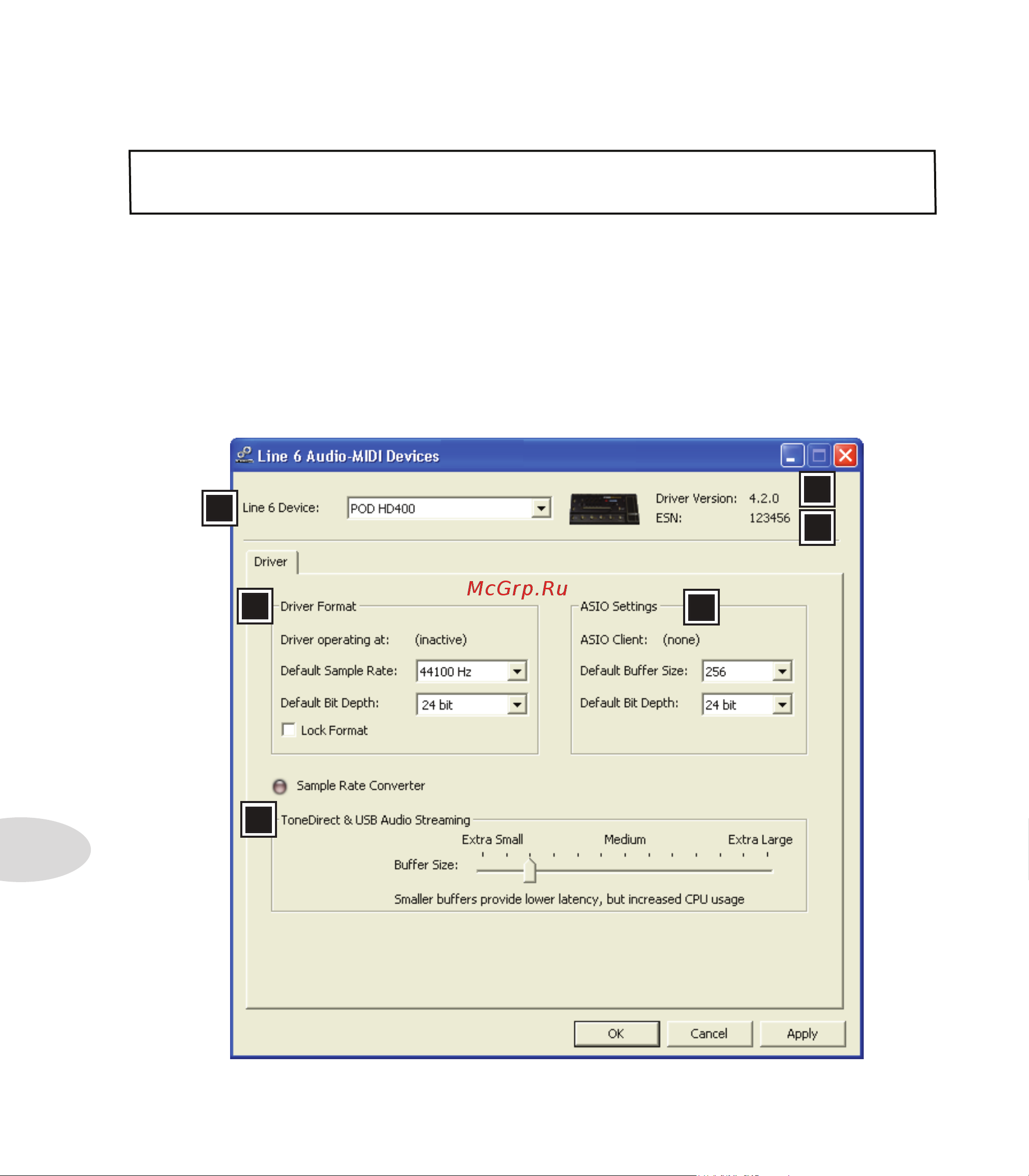 LINE 6 POD HD300 [68/79] Line 6 audio midi settings опции драйвера windows