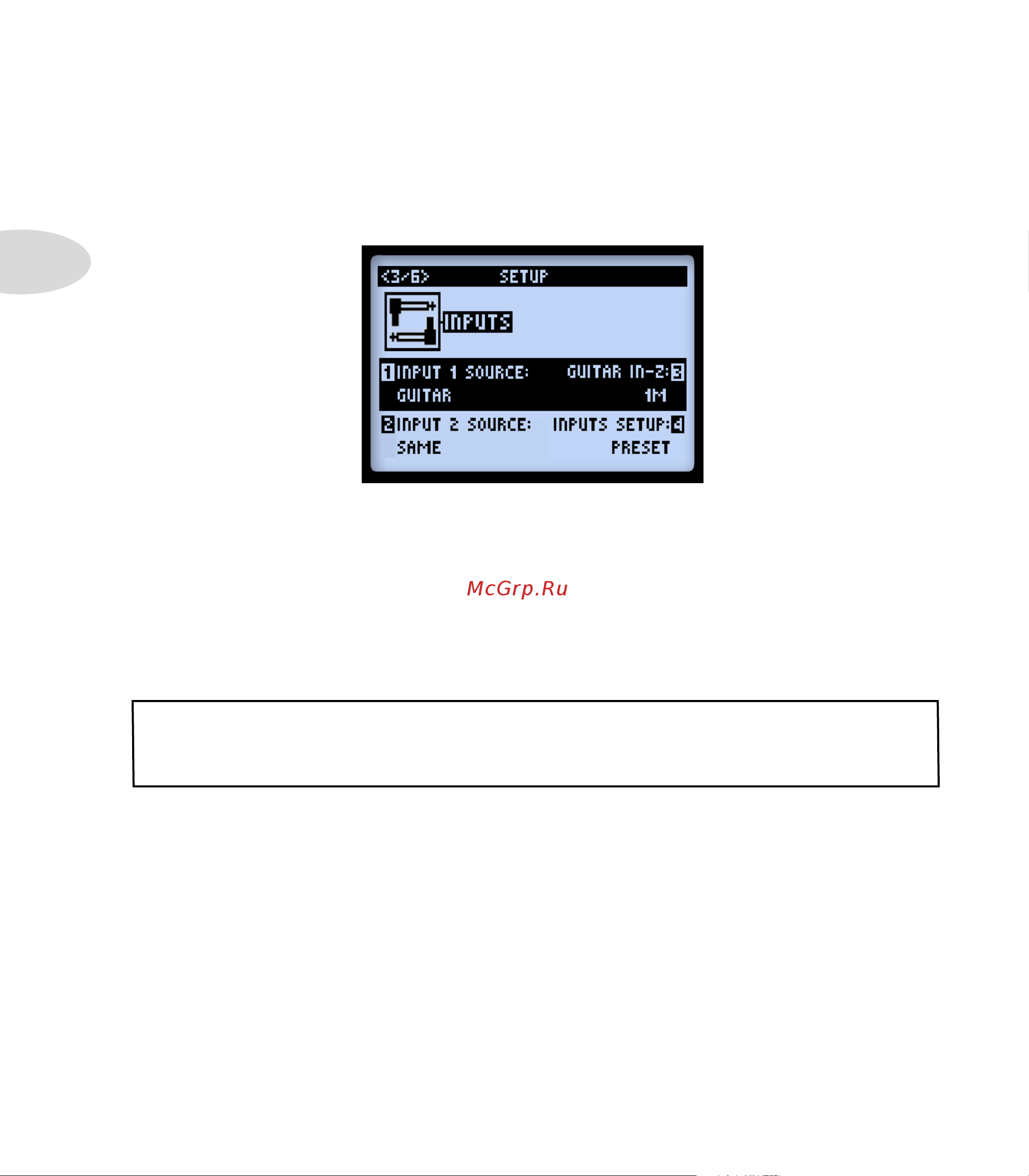 LINE 6 POD HD Desktop [14/113] Page 3 setup input options