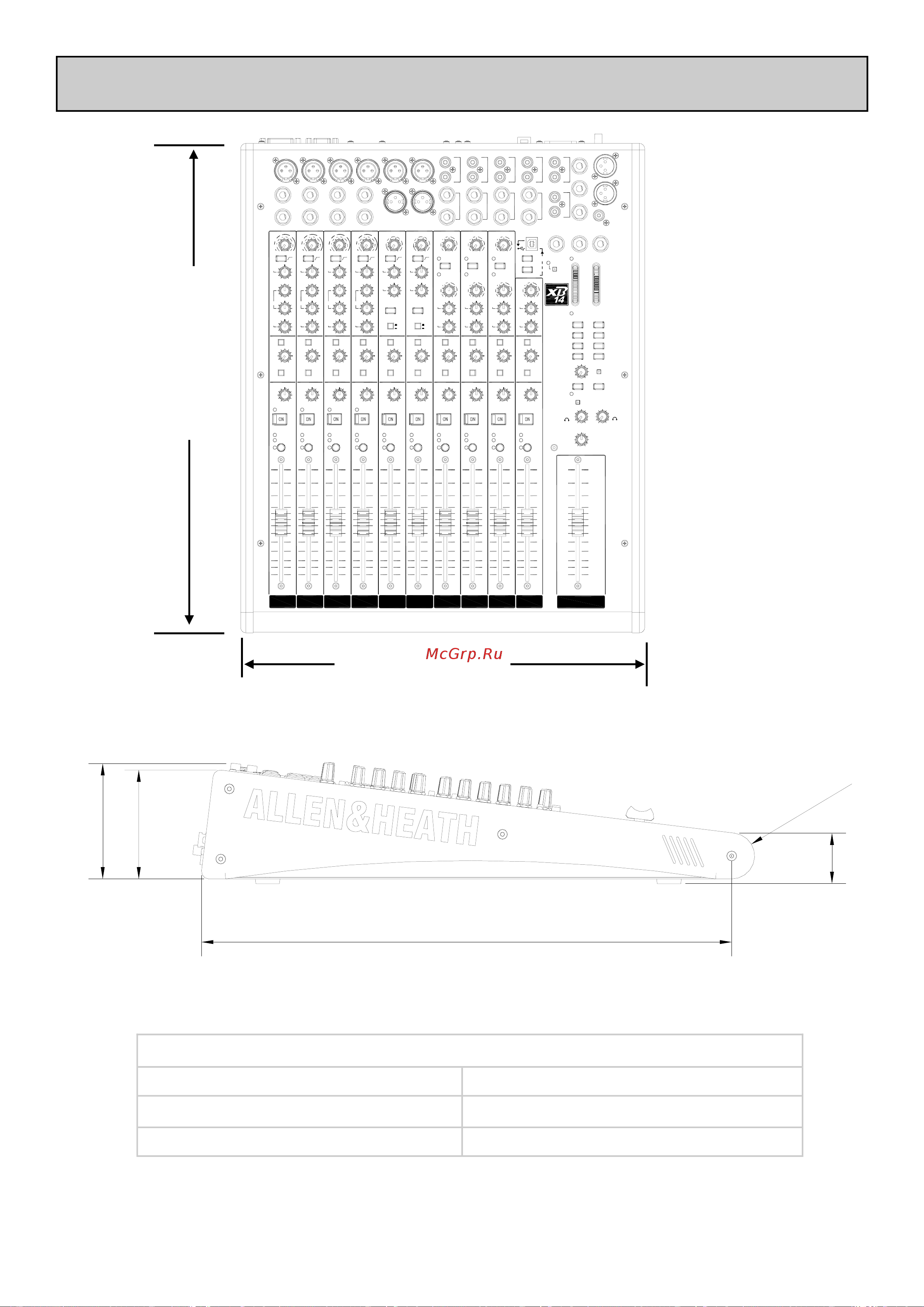 Allen&Heath ALLEN & HEATH XB14 [11/35] Ширина боковых пластиковой панели 12 мм т е общая ширина без панелей составляет 360 мм