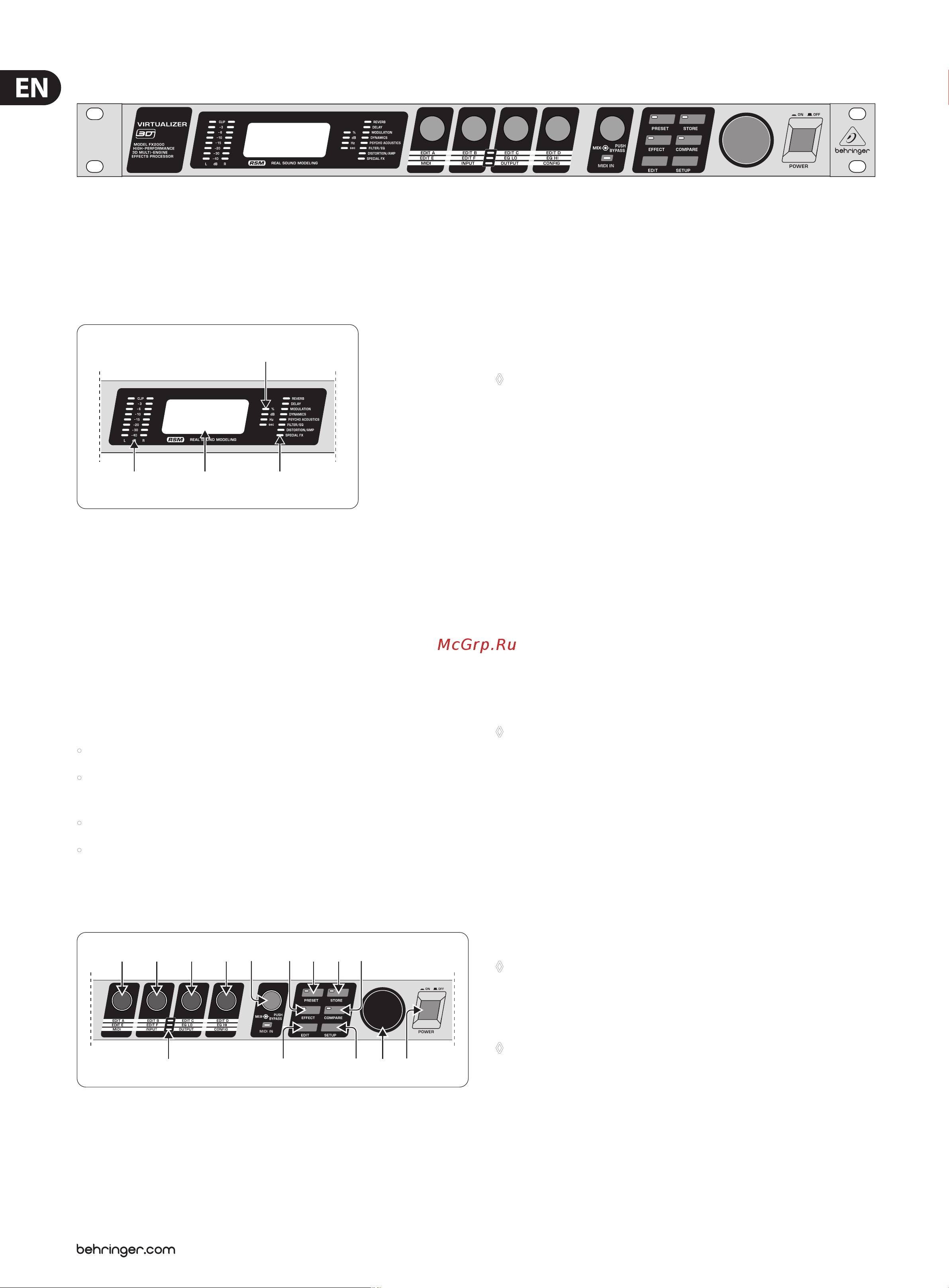 Behringer VIRTUALIZER 3D FX2000 [6/28] 5 13 16 18 17