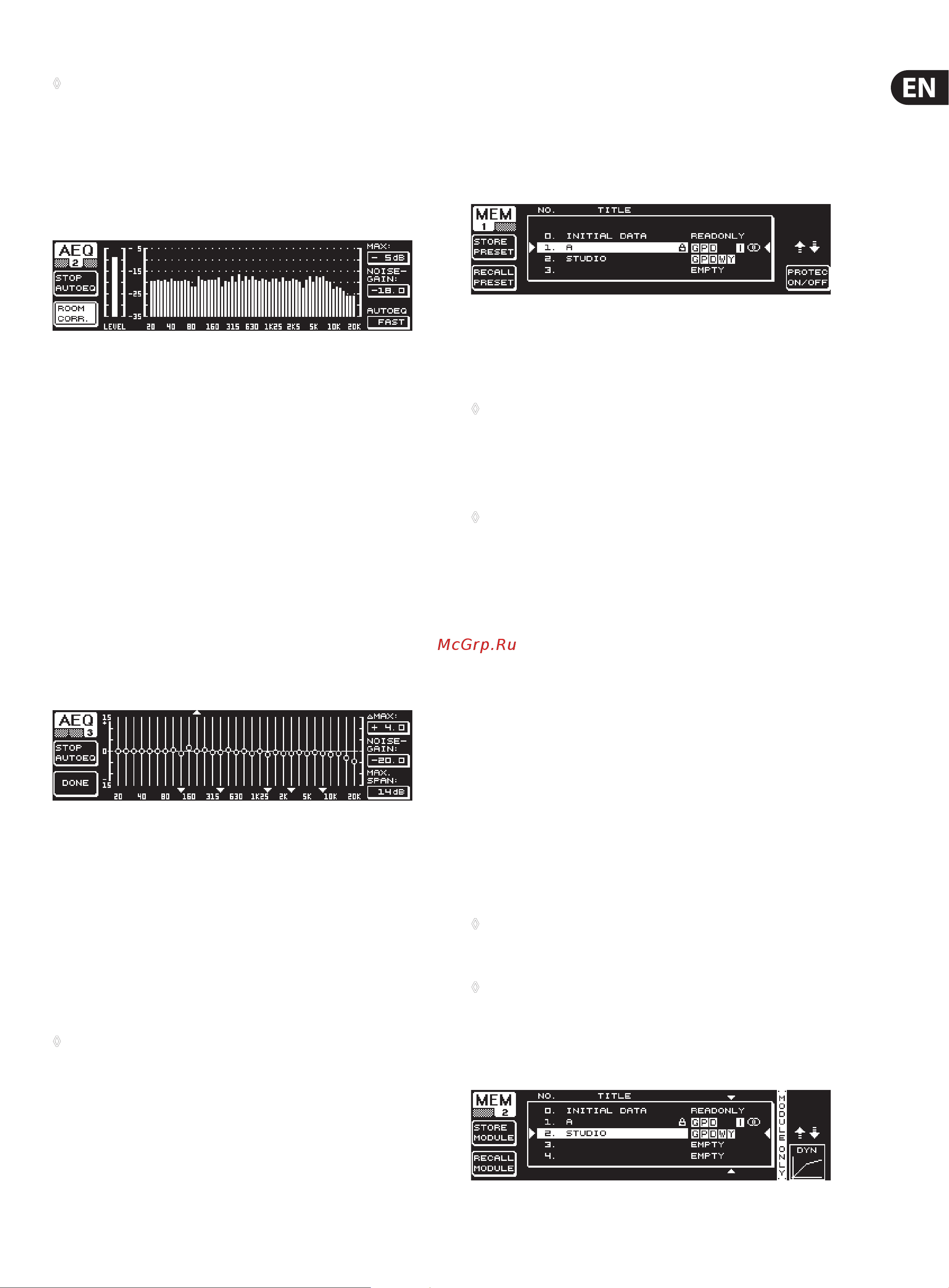 Behringer ULTRACURVE PRO DEQ2496 [13/22] Memory menu