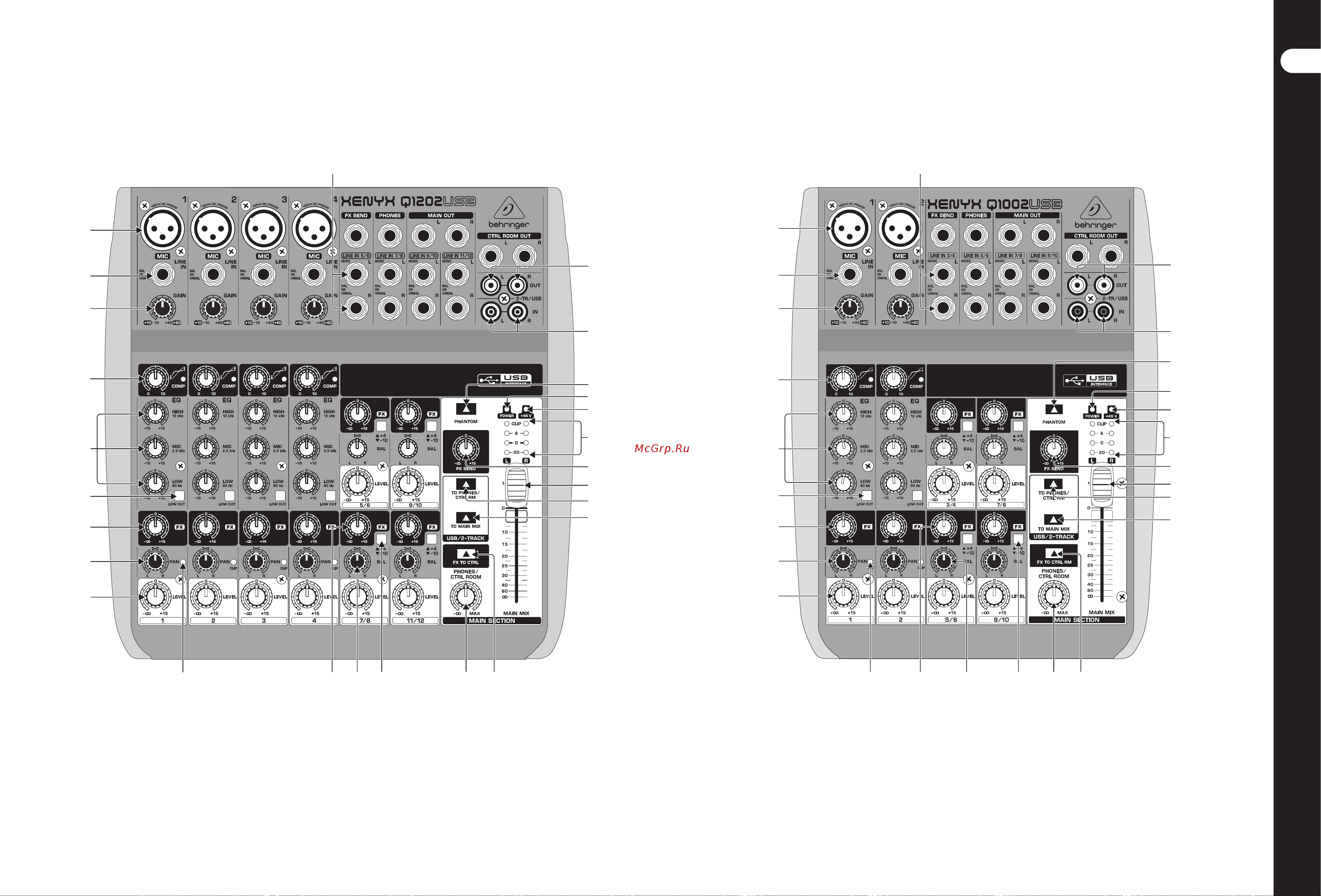 Behringer XENYX Q1202USB [4/10] Элементы управления xenyx q1202usb q1002usb q802usb q502usb