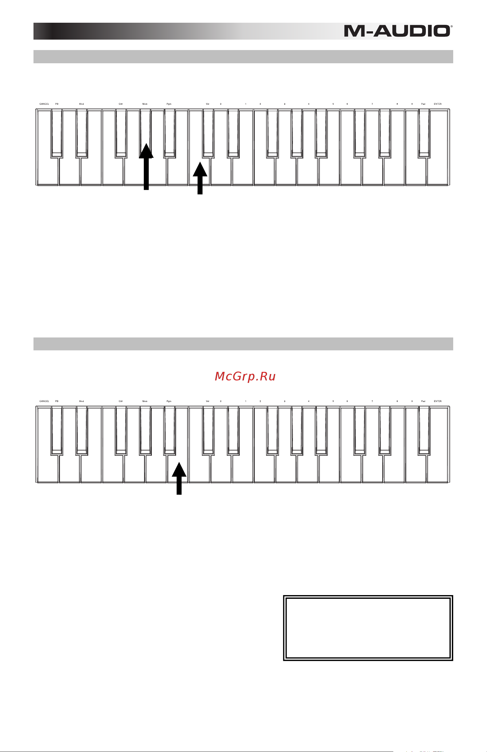 M-Audio Axiom AIR Mini 32 [11/56] Memory locations