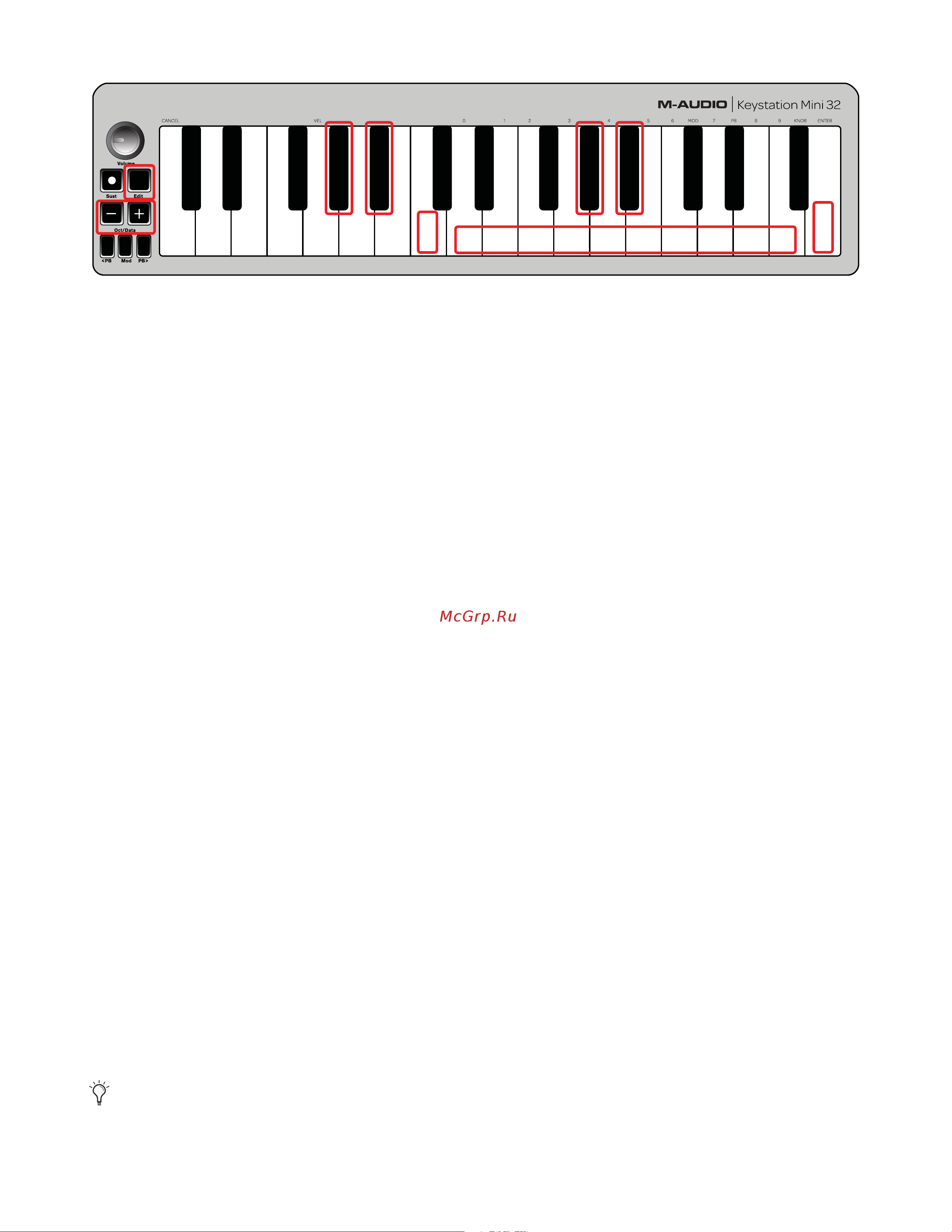 M-Audio Keystation Mini 32 [16/45] Press the enter key g last white key on the right the edit button will return to half brightness in dicating that programming is complete