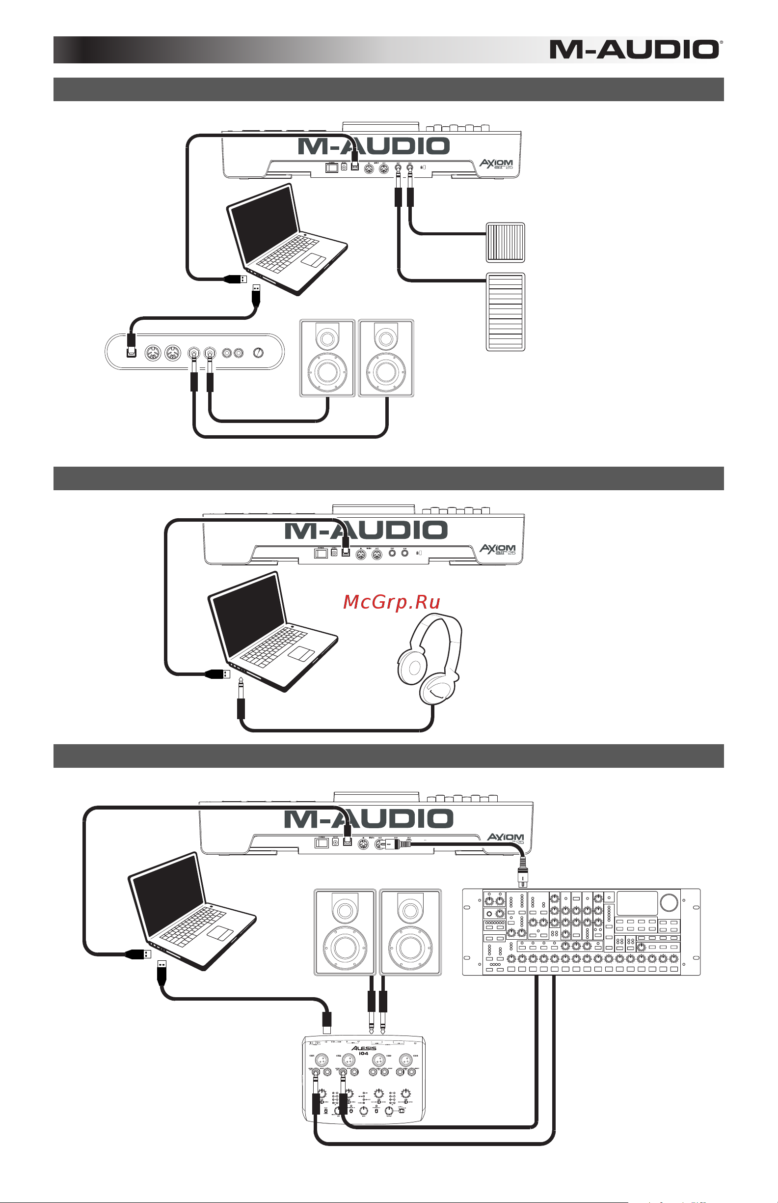 M-Audio Axiom AIR 25 [3/60] Setup scenario 1 setup scenario 2 setup scenario 3