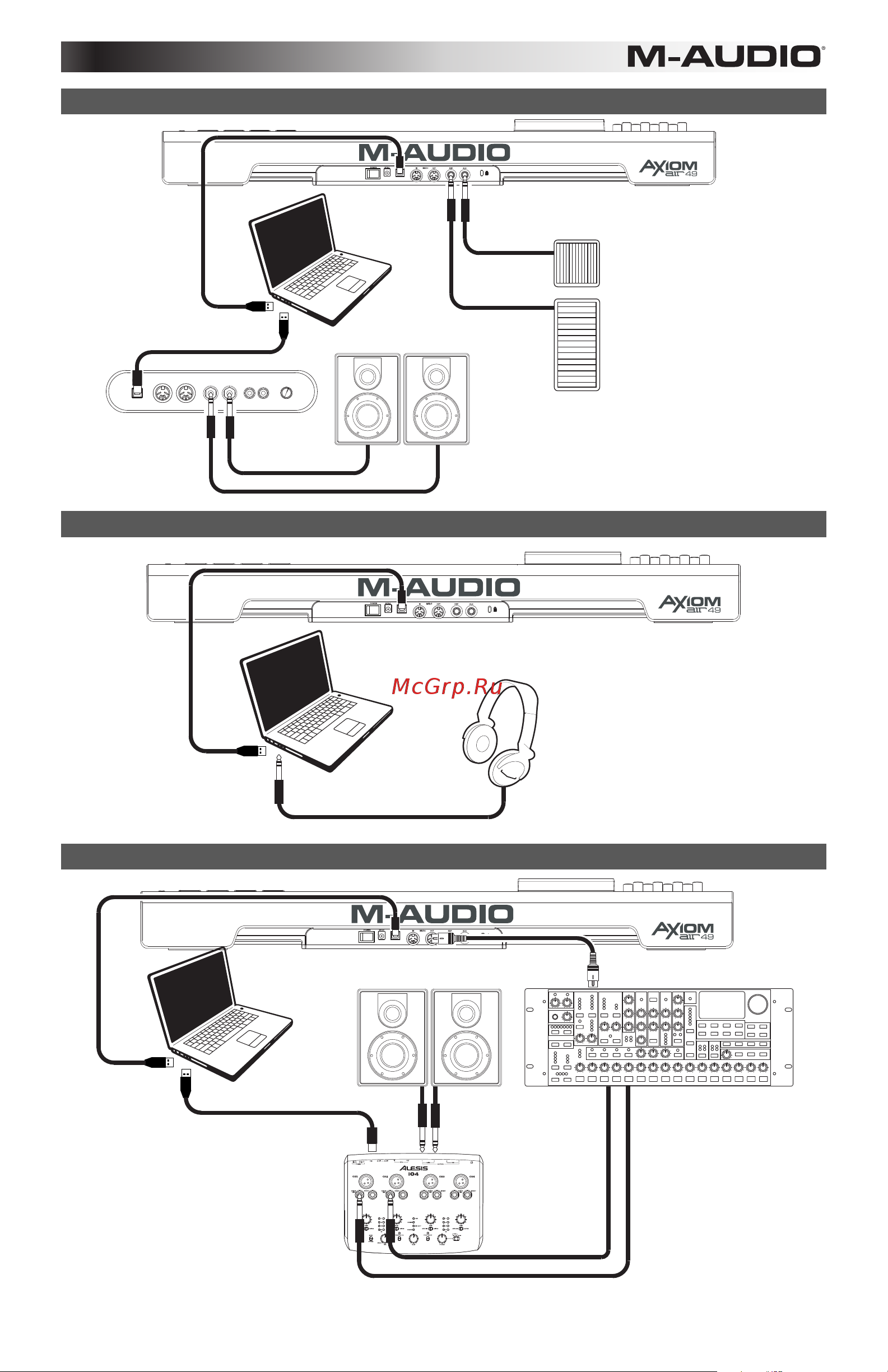 M-Audio Axiom AIR 49 [3/60] Setup scenario 1 setup scenario 2 setup scenario 3