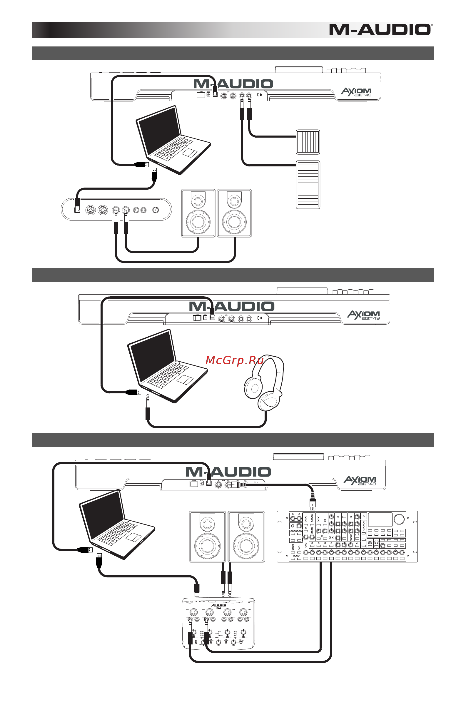 M-Audio Axiom AIR 49 [47/60] Setup szenario 1 setup szenario 2 setup szenario 3