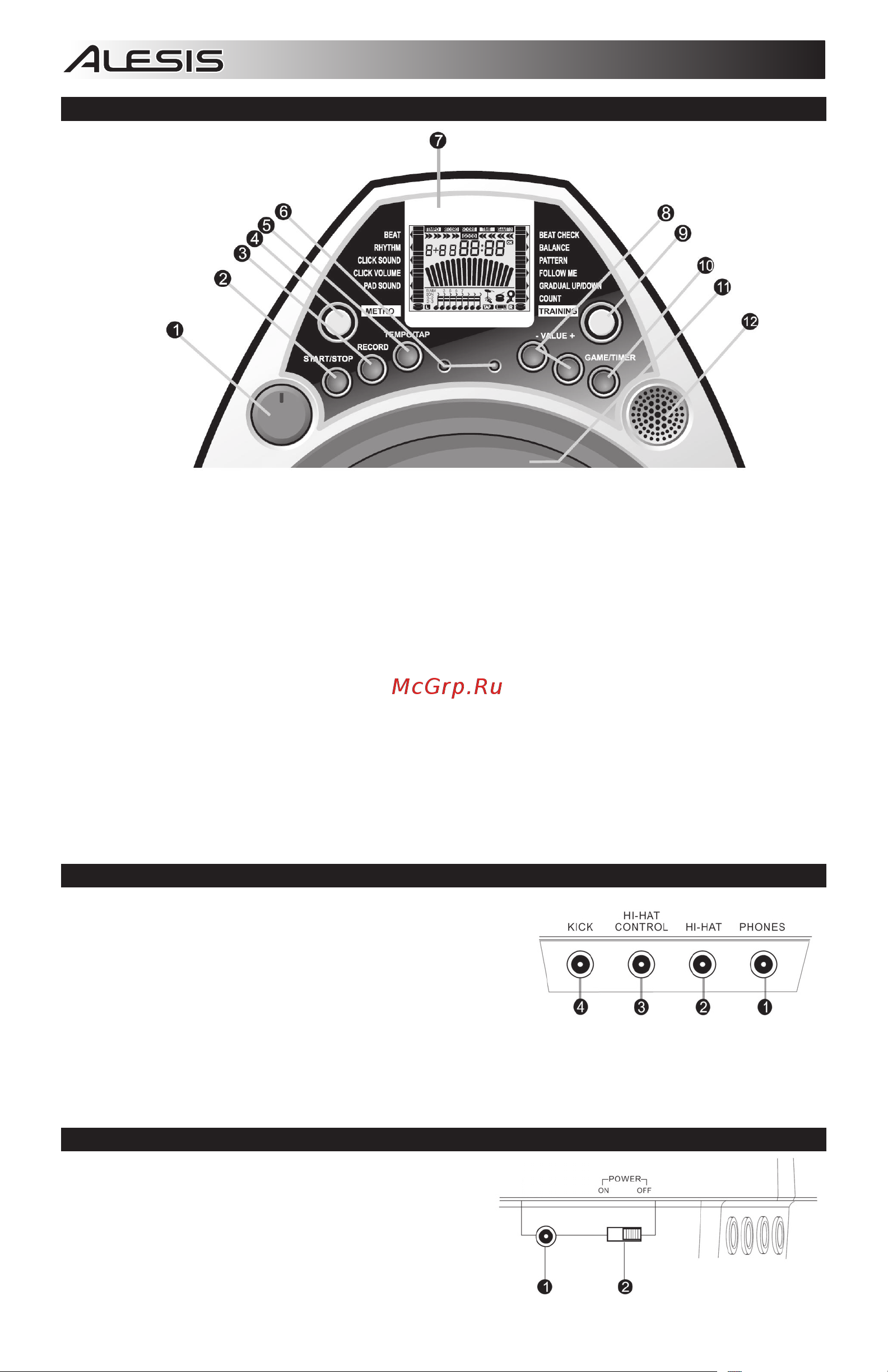 Alesis E-Practice Pad [4/12] Функции боковой панели
