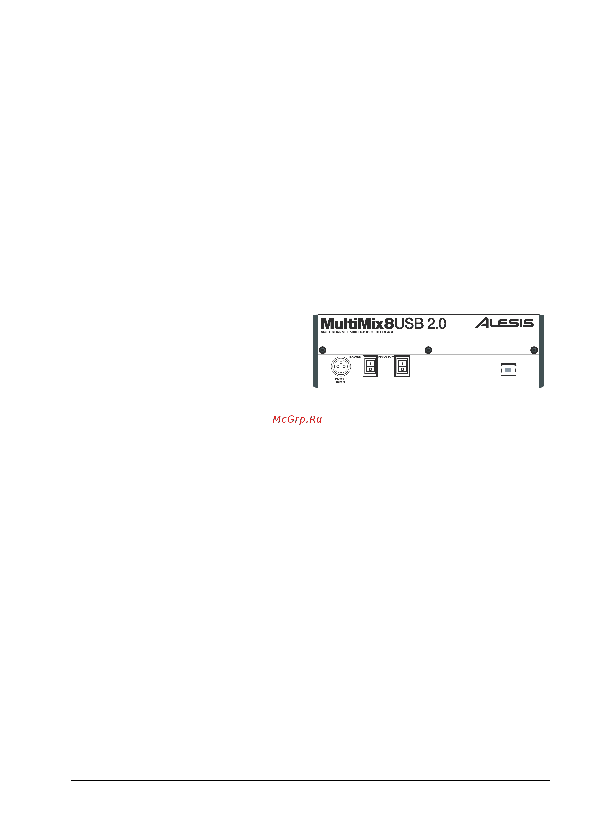 Alesis MultiMix 8USB 2.0 [9/29] Тыльная панель микшера
