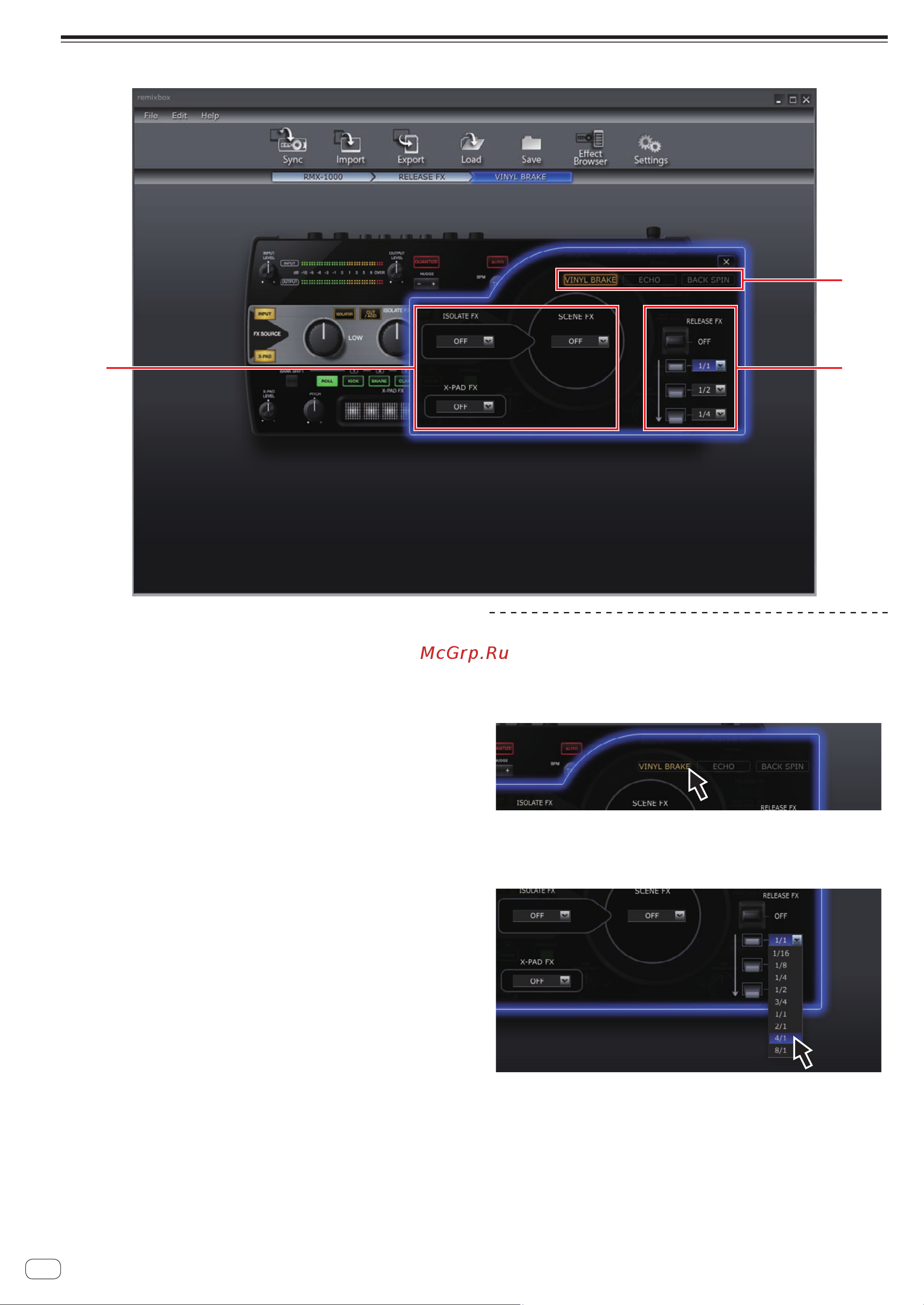 Pioneer RMX-1000 [10/16] Раздел release fx