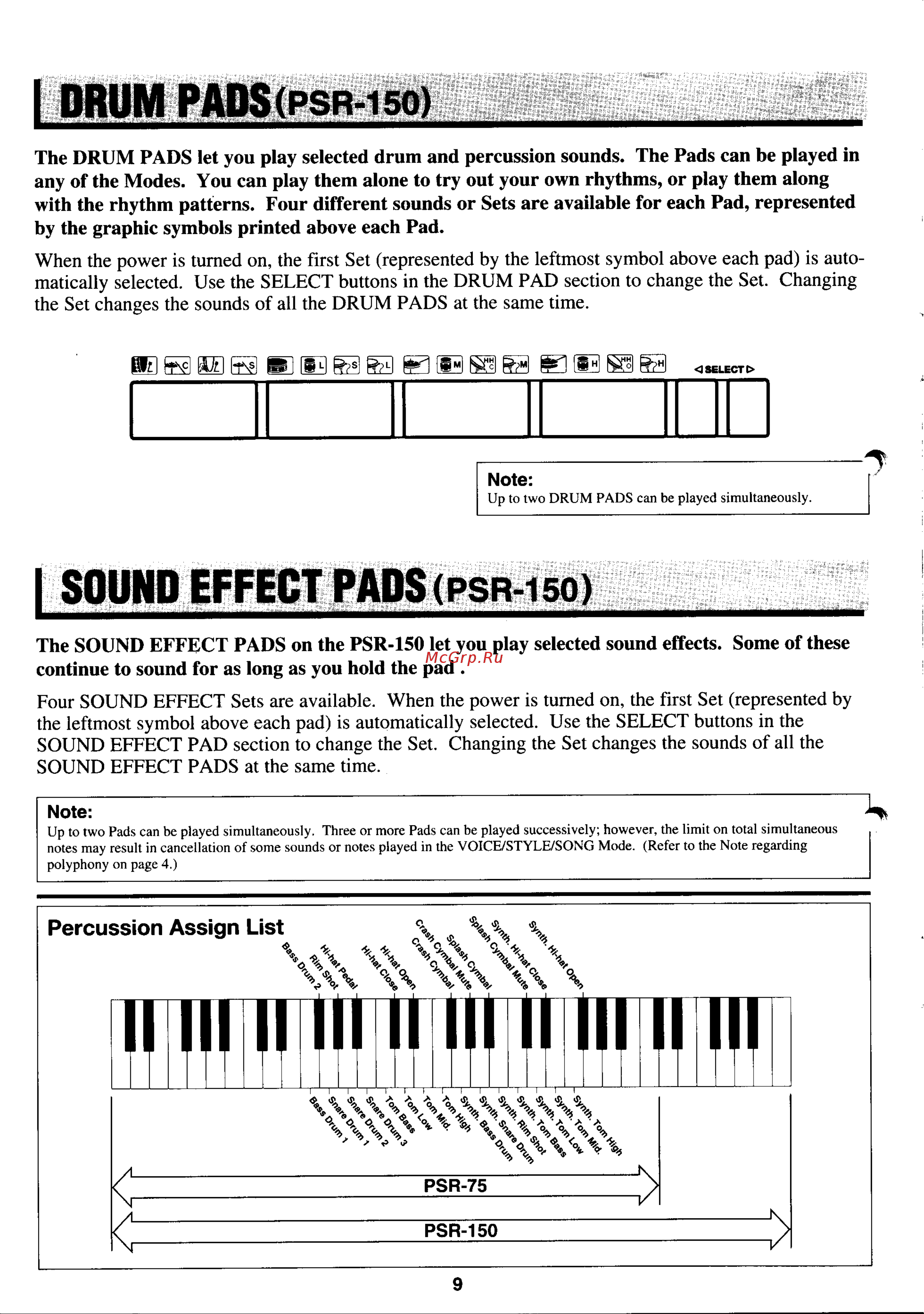 Yamaha PSR-150 Руководство по эксплуатации онлайн [10/24] 777724
