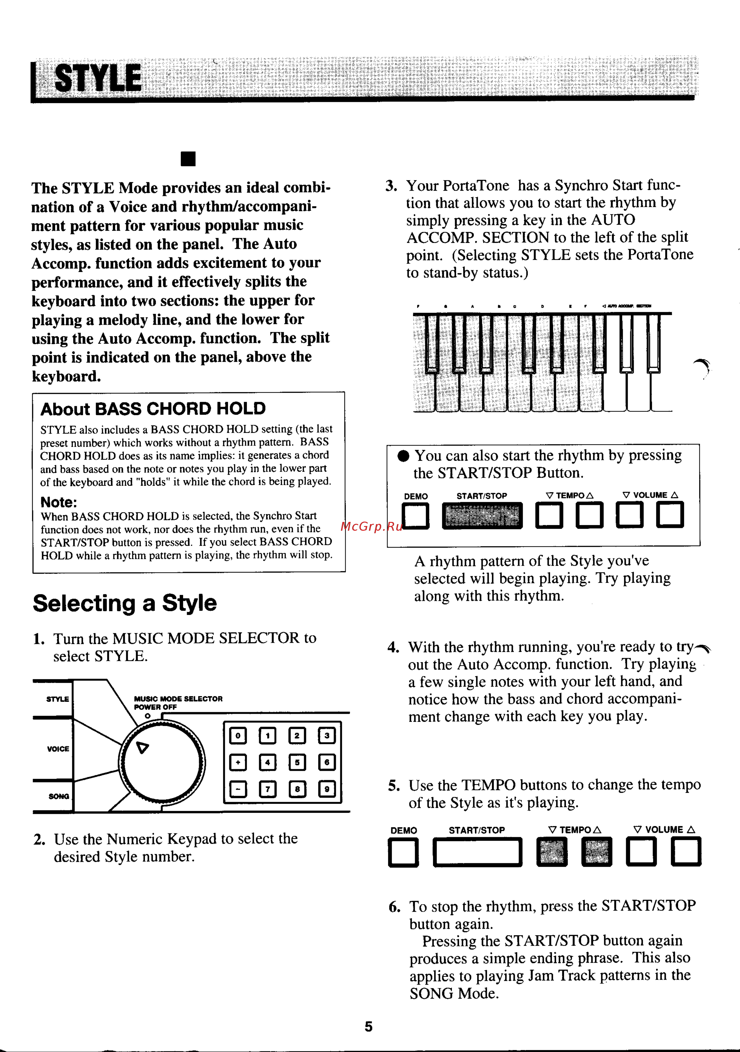 Yamaha PSR-150 Руководство по эксплуатации онлайн [6/24] 777724