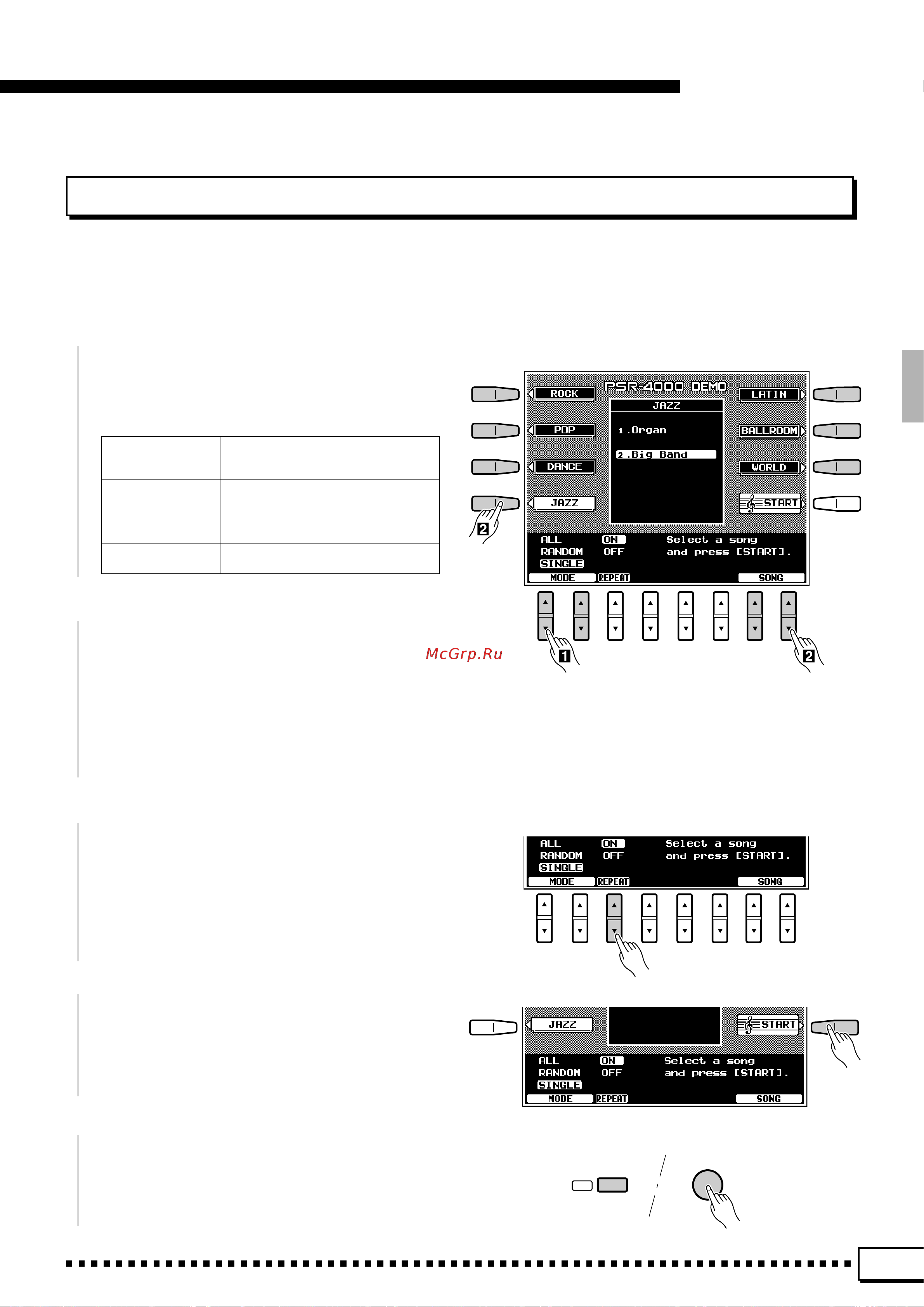 Yamaha PSR-4000 [13/165] The random single demo play modes