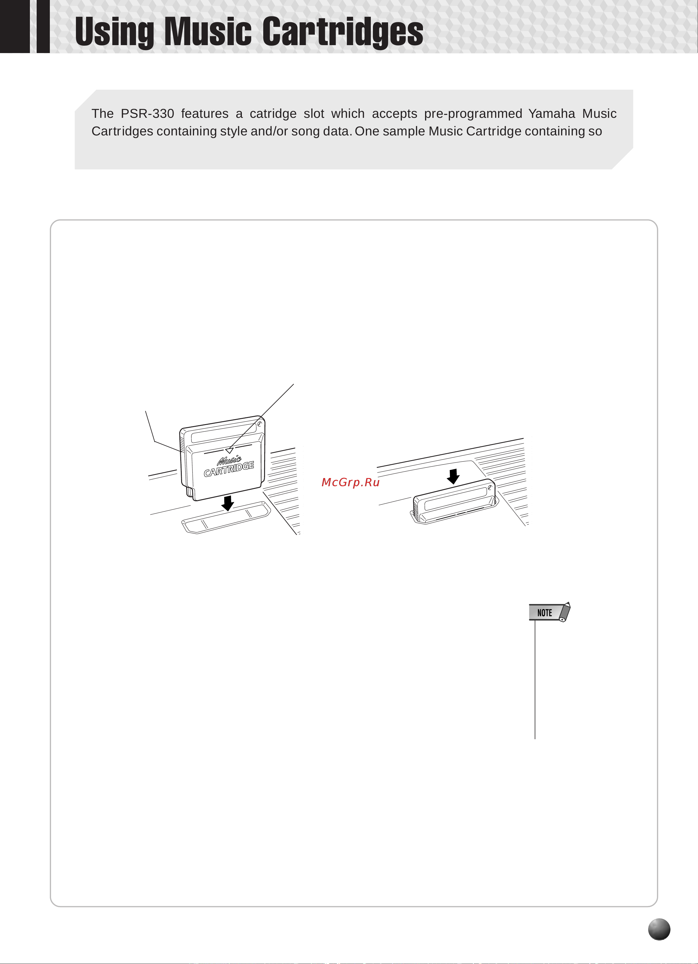 Yamaha PSR-330 [57/90] Inserting a music cartridge