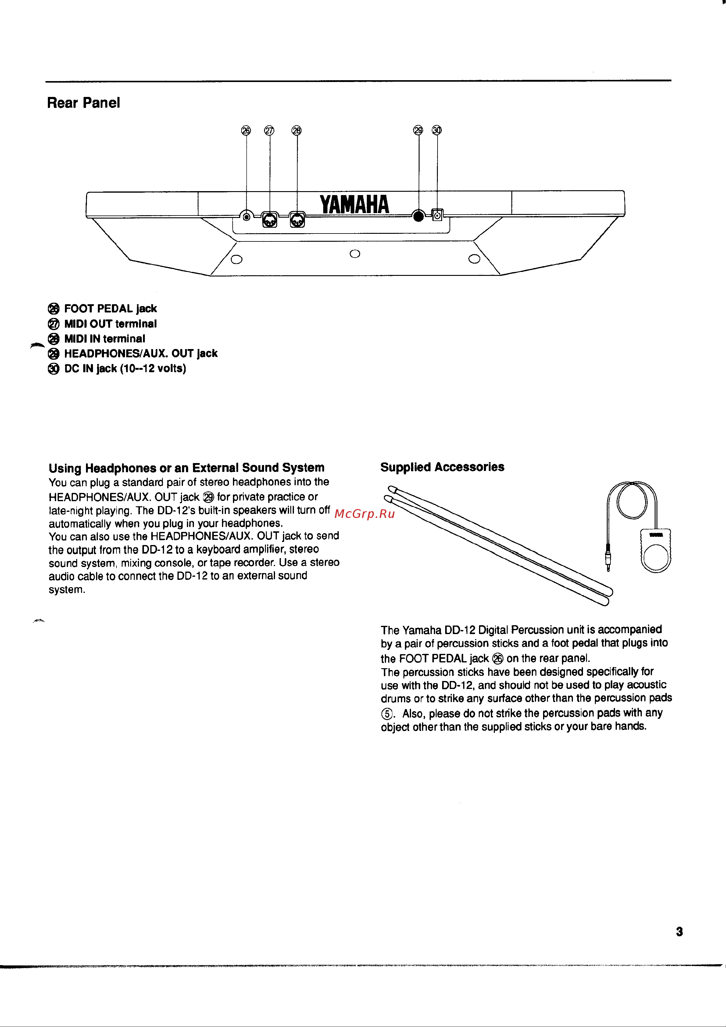 Yamaha DD-12 Руководство по эксплуатации онлайн [5/24] 777742