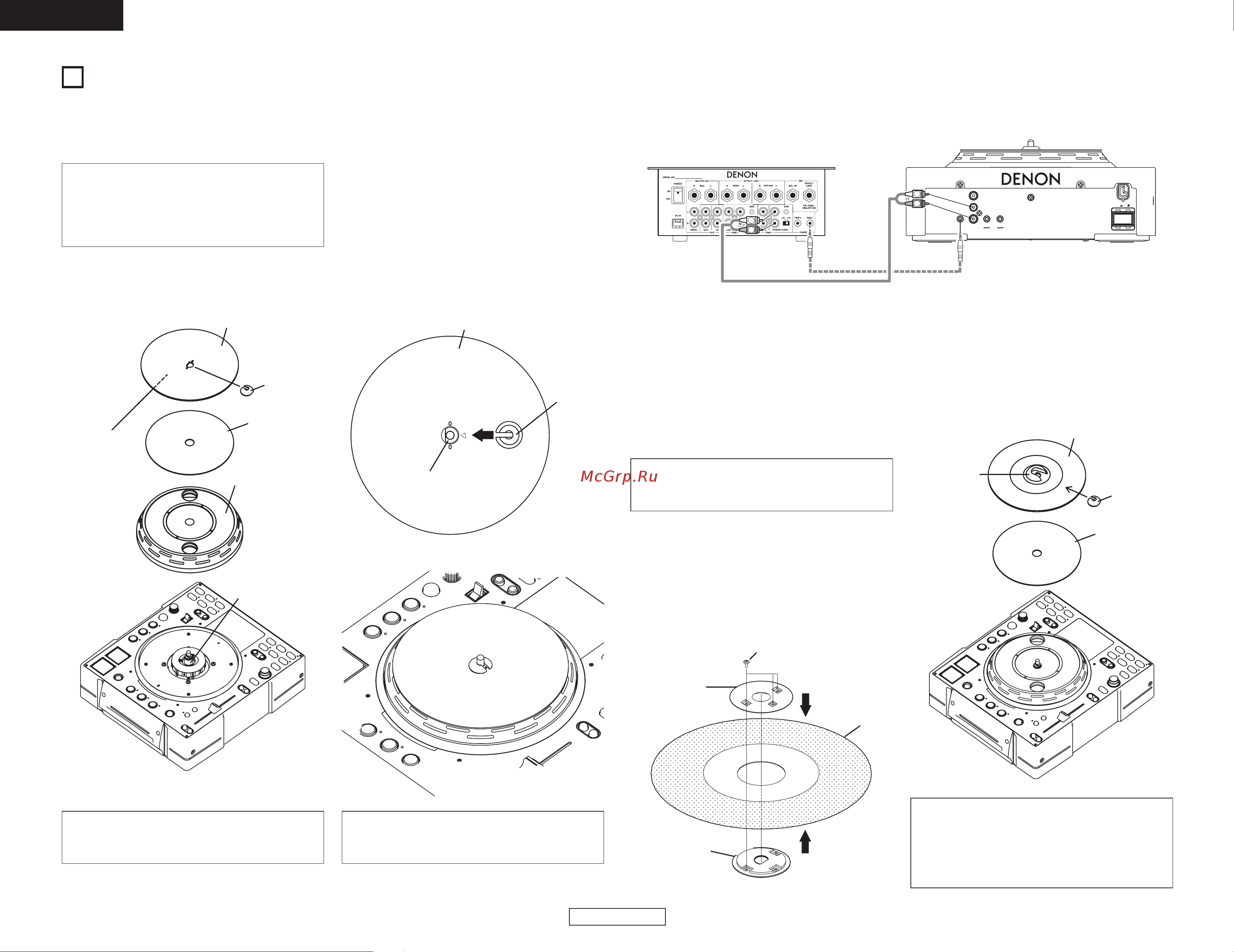 Denon Denon DN-S3500 [8/134] Installing the platter the scratch disc and the slipmat connections