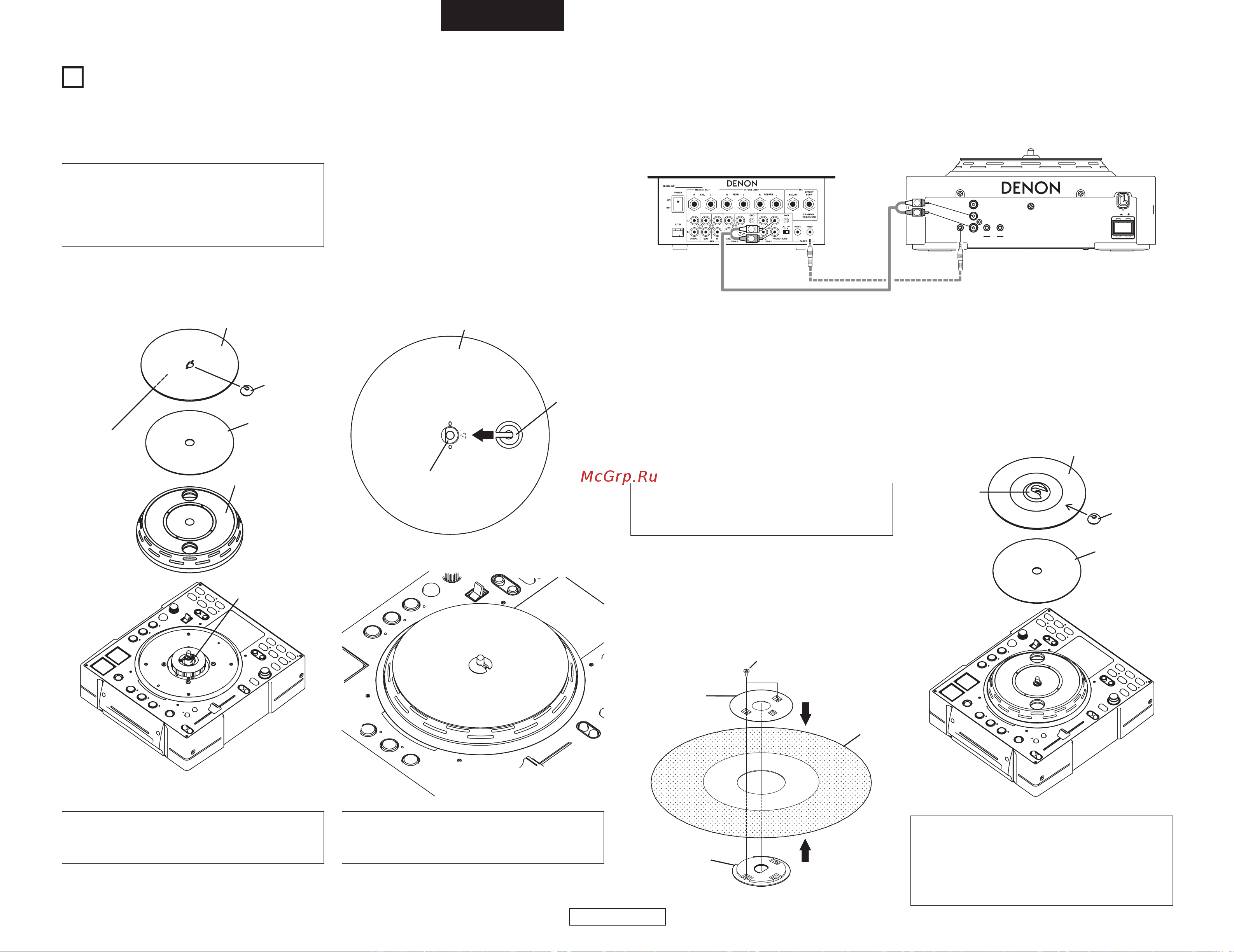 Denon Denon DN-S3500 [98/134] Installatie van het plateau de scratch disc en de slipmat aansluitingen