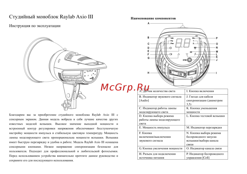 Raylab Axio III RX-200 Руководство по эксплуатации
