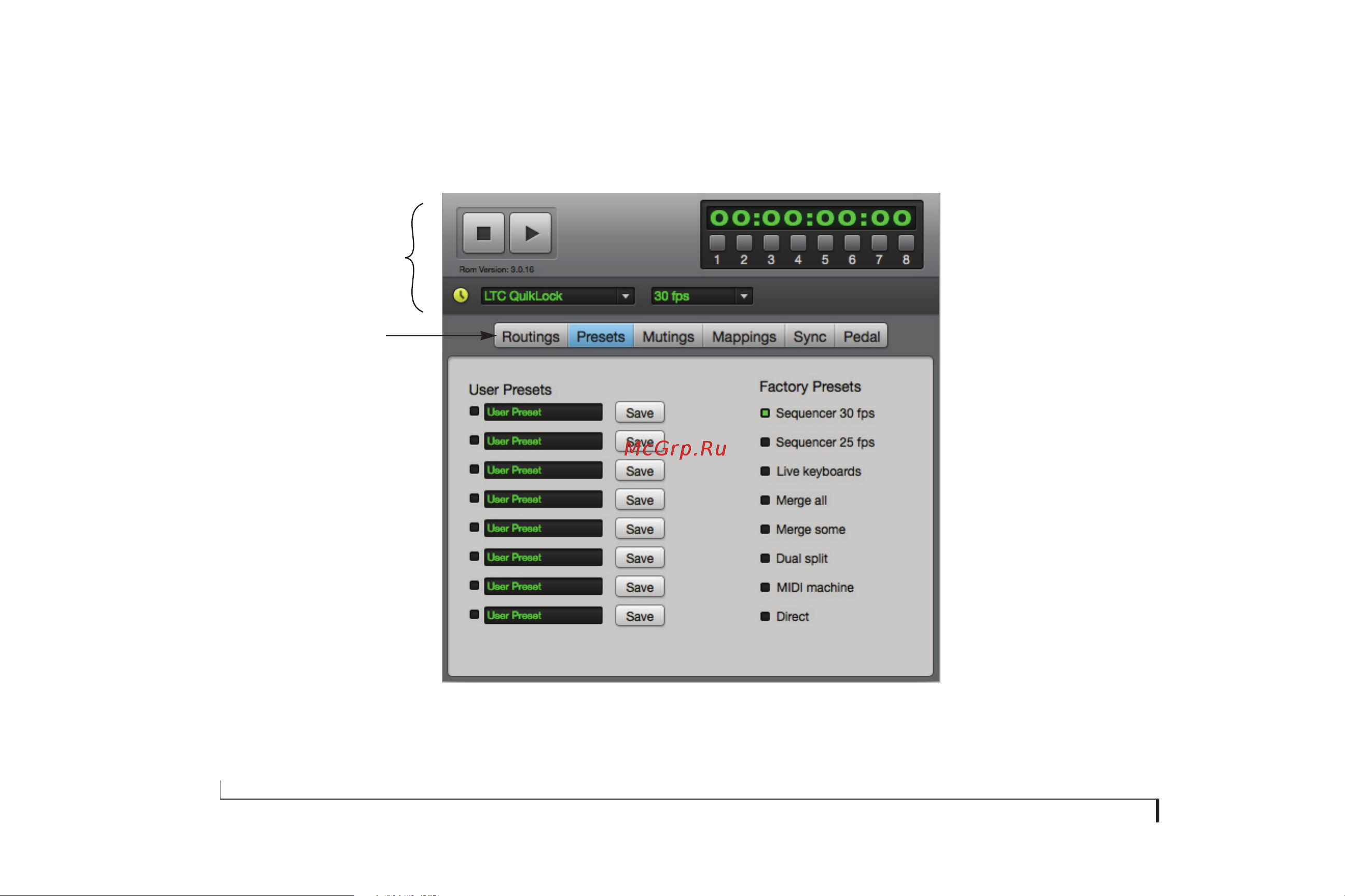 MOTU micro express (USB) [28/94] Sync and midi machine control section