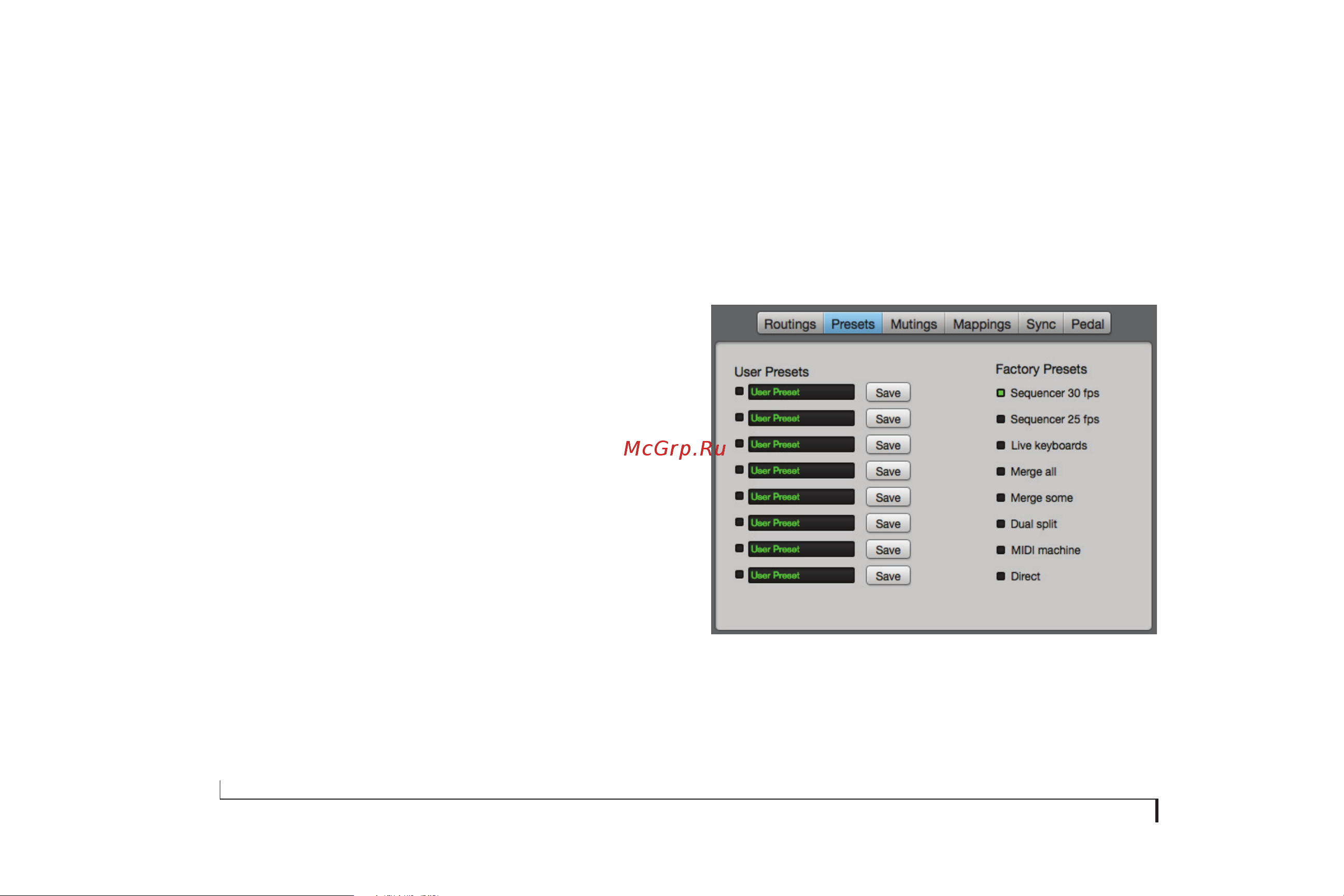 MOTU micro express (USB) [34/94] The presets tab