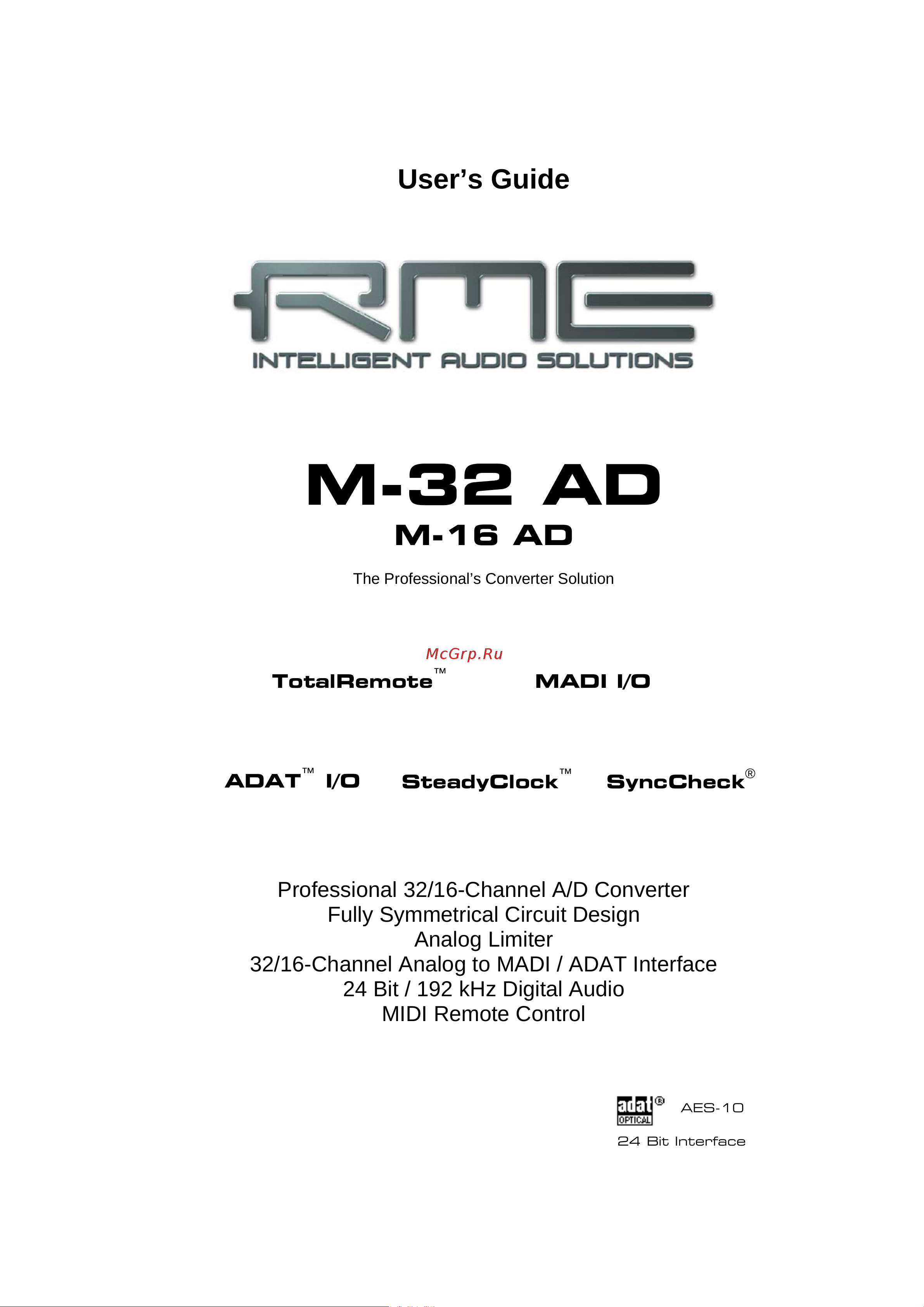 RME M-16 AD Руководство по эксплуатации онлайн