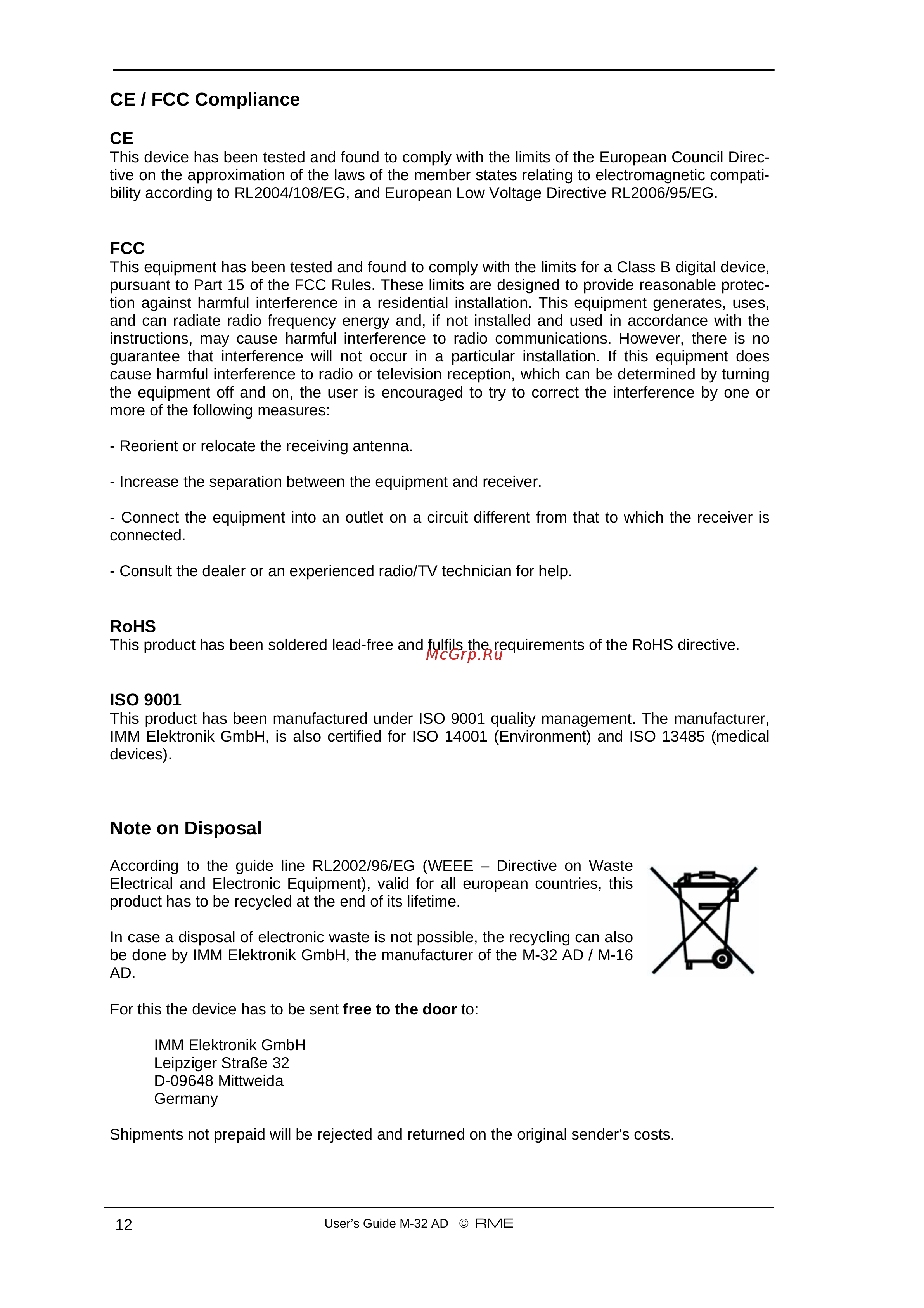 RME M-16 AD [12/57] Ce fcc compliance