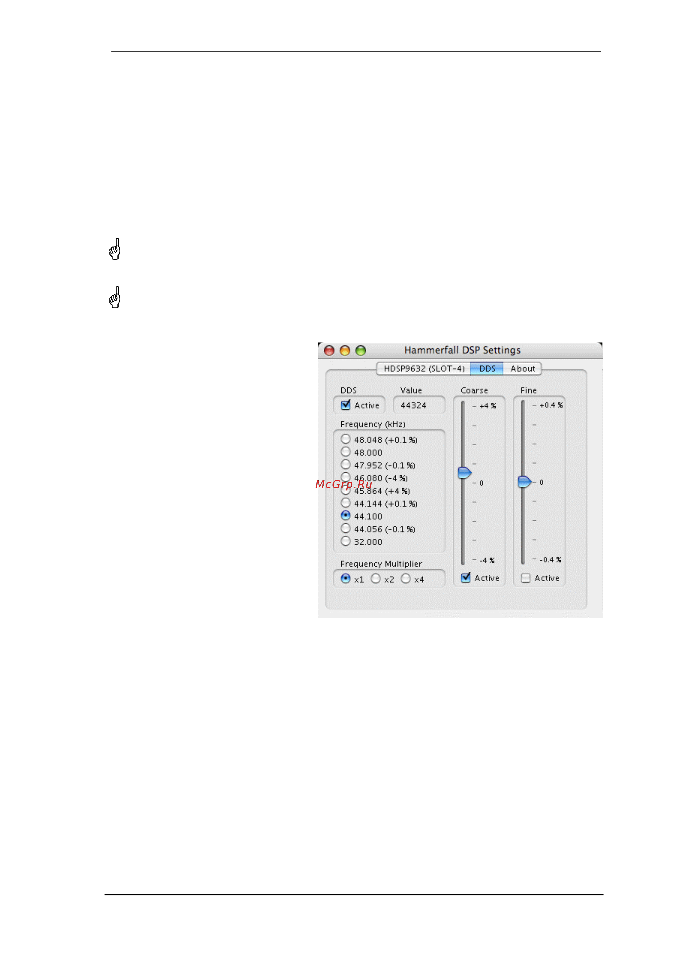 RME HDSP 9632 [37/87] Settings dialog dds