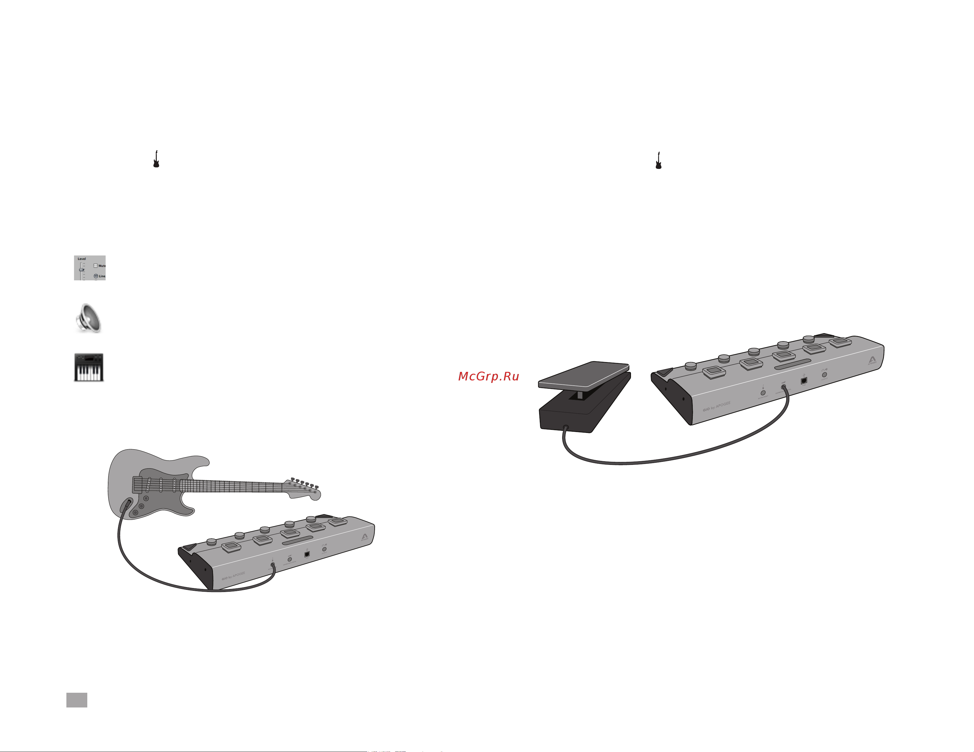 Apogee gio [11/29] Connecting a guitar or other instrument