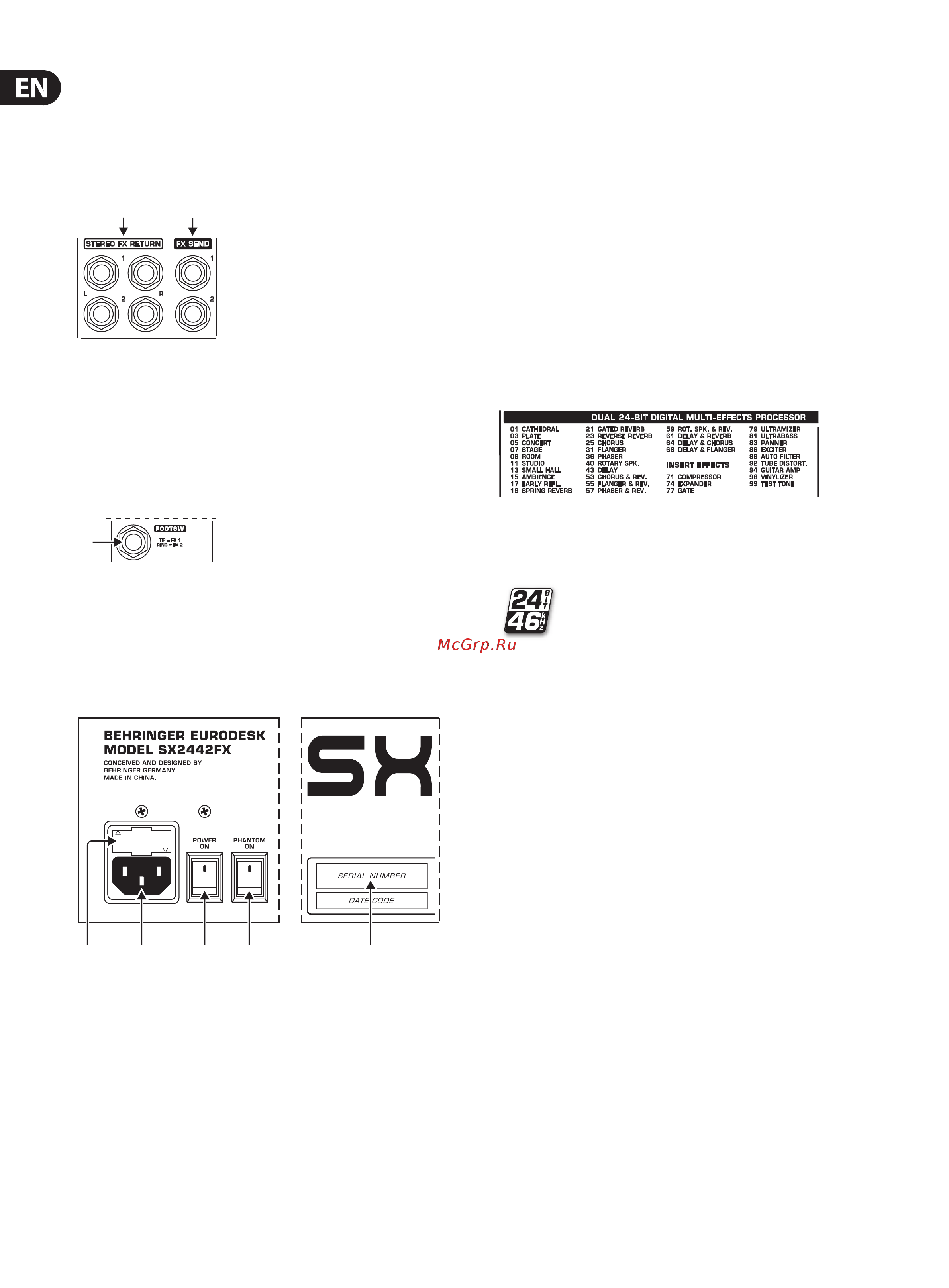 Behringer SX2442FX EURODESK [12/21] Digital effects processor 3