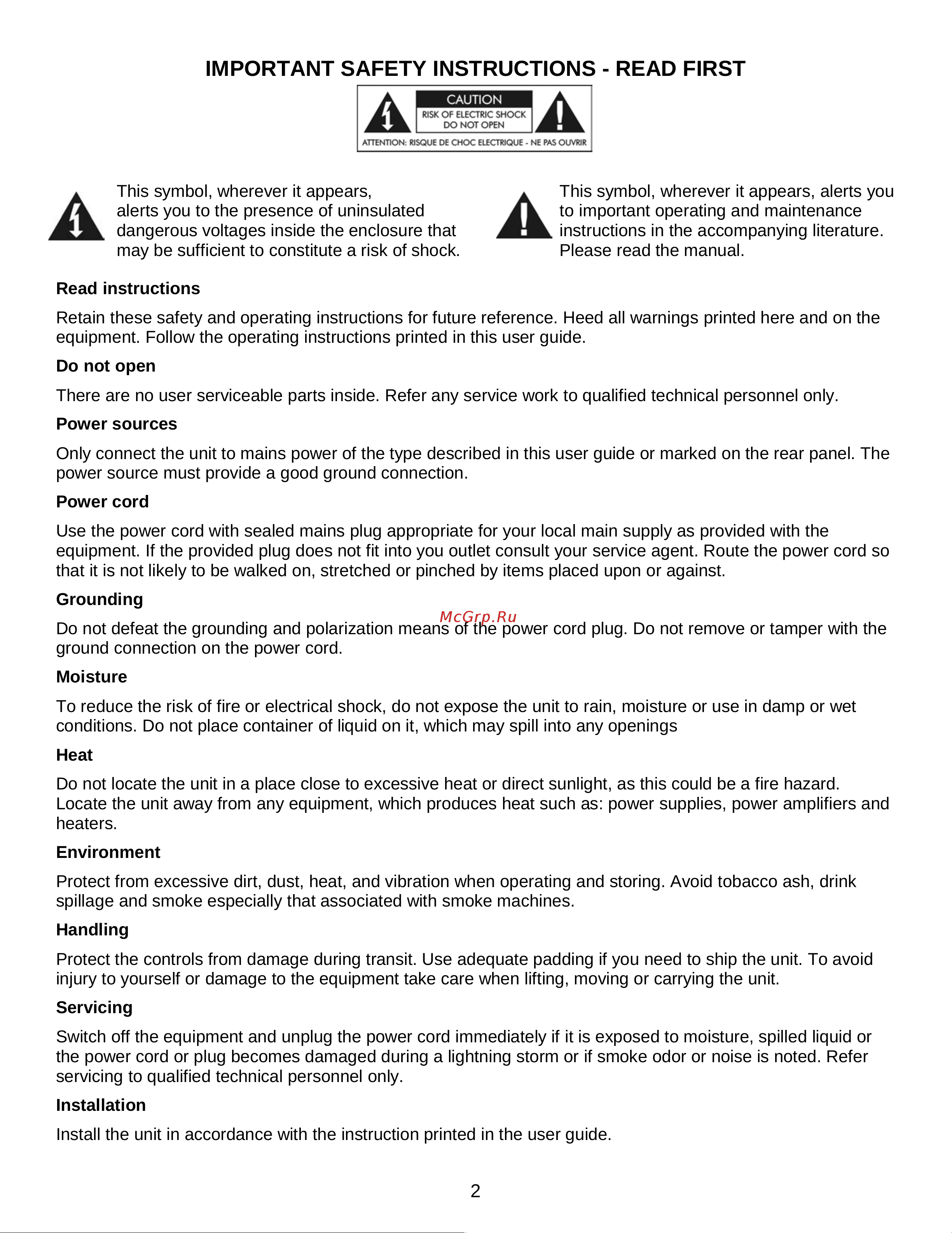 Art USBMix [2/12] Important safety instructions read first