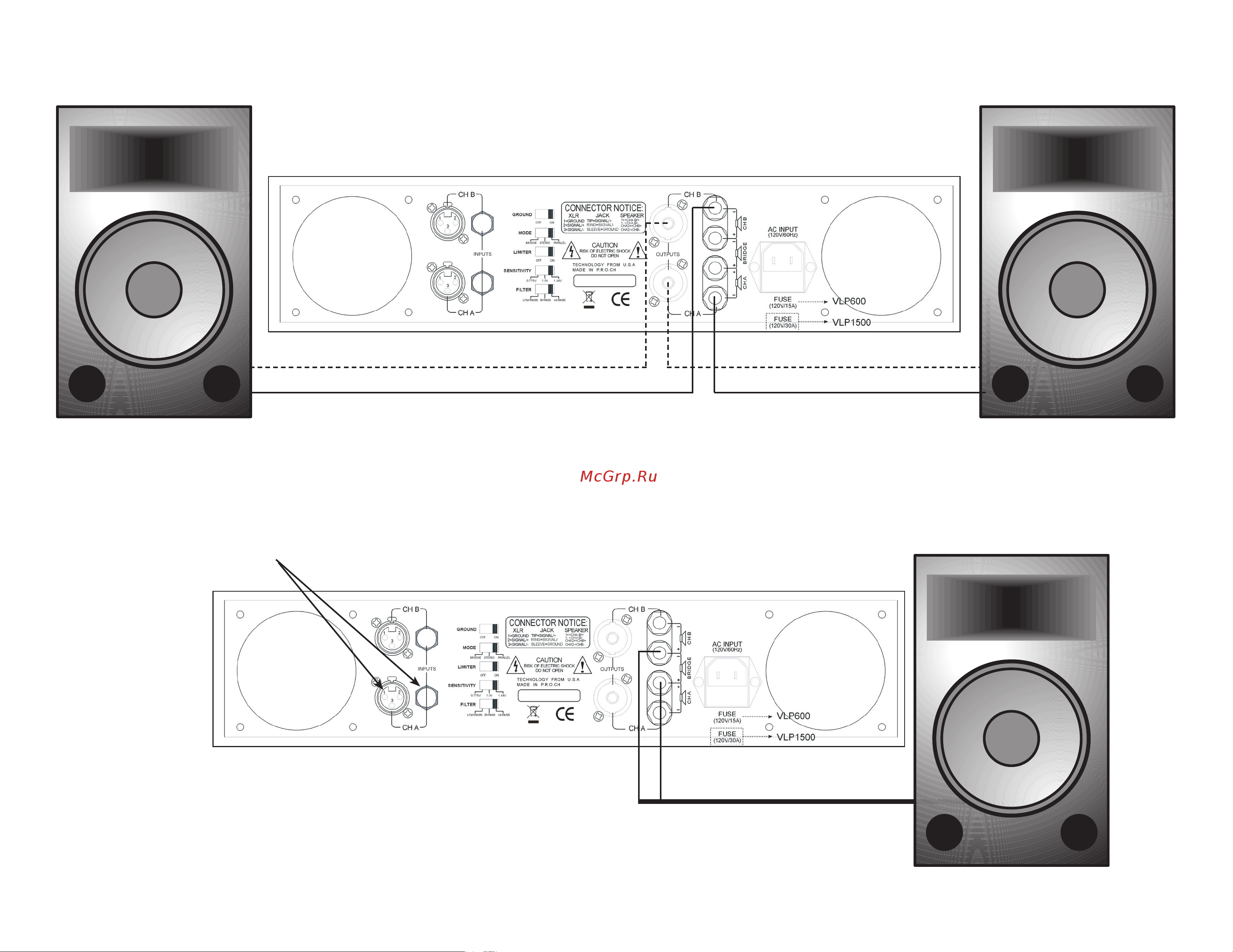 American Audio VLP1500 [17/20] Typical mono bridge set up