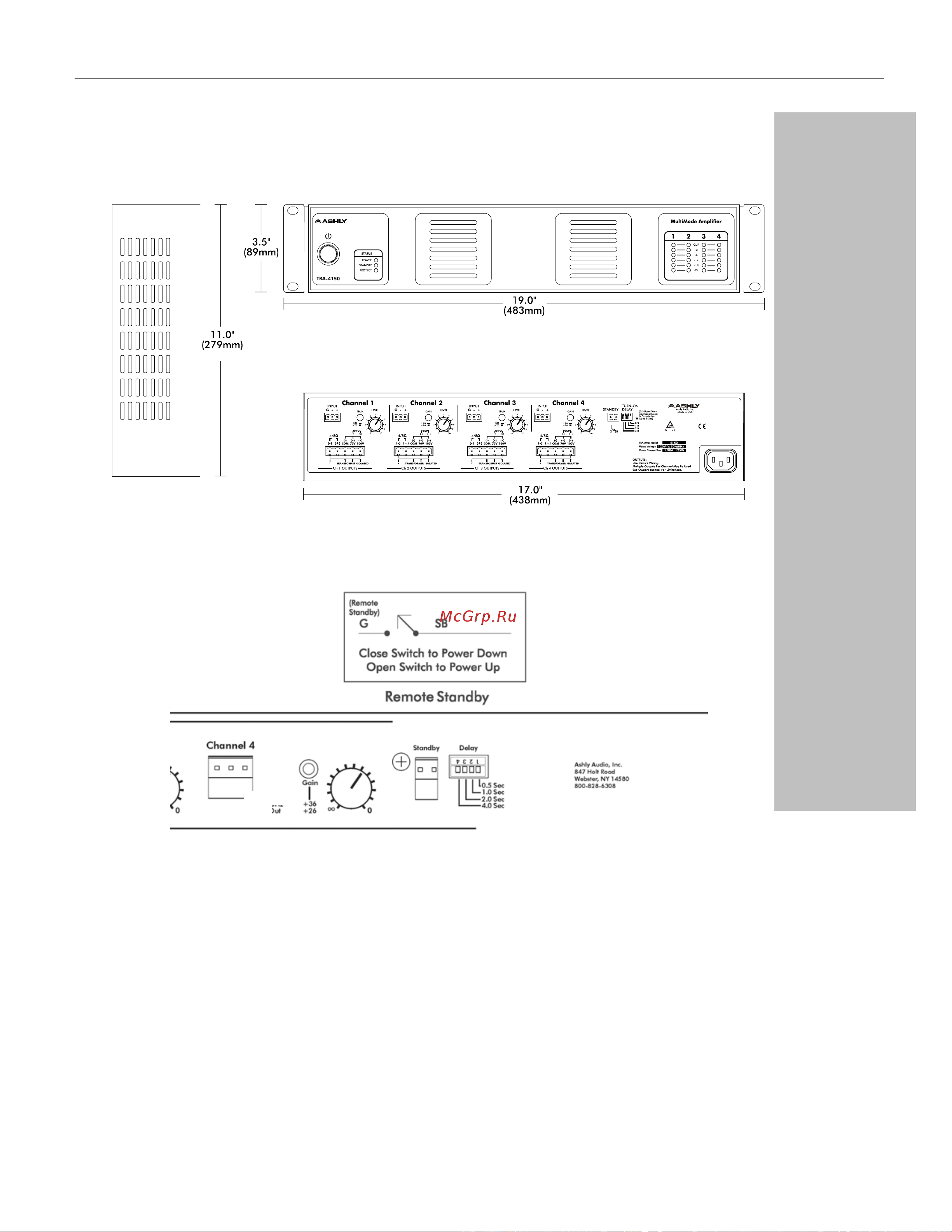 ASHLY TRA-2150 [11/12] Amplifier dimensions