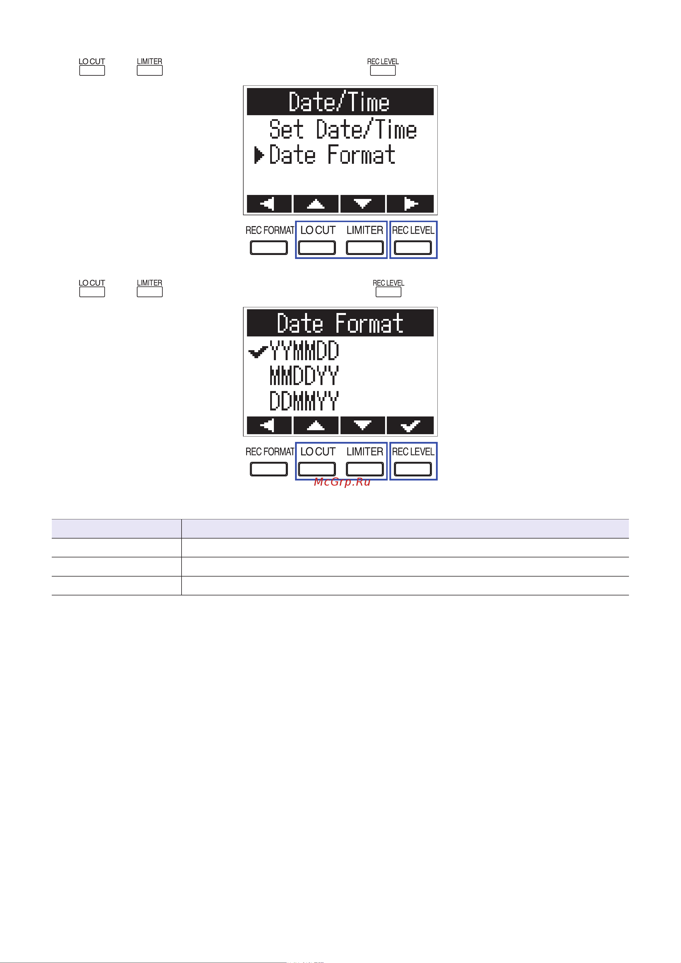 Zoom F1-SP [19/73] The following date formats can be used