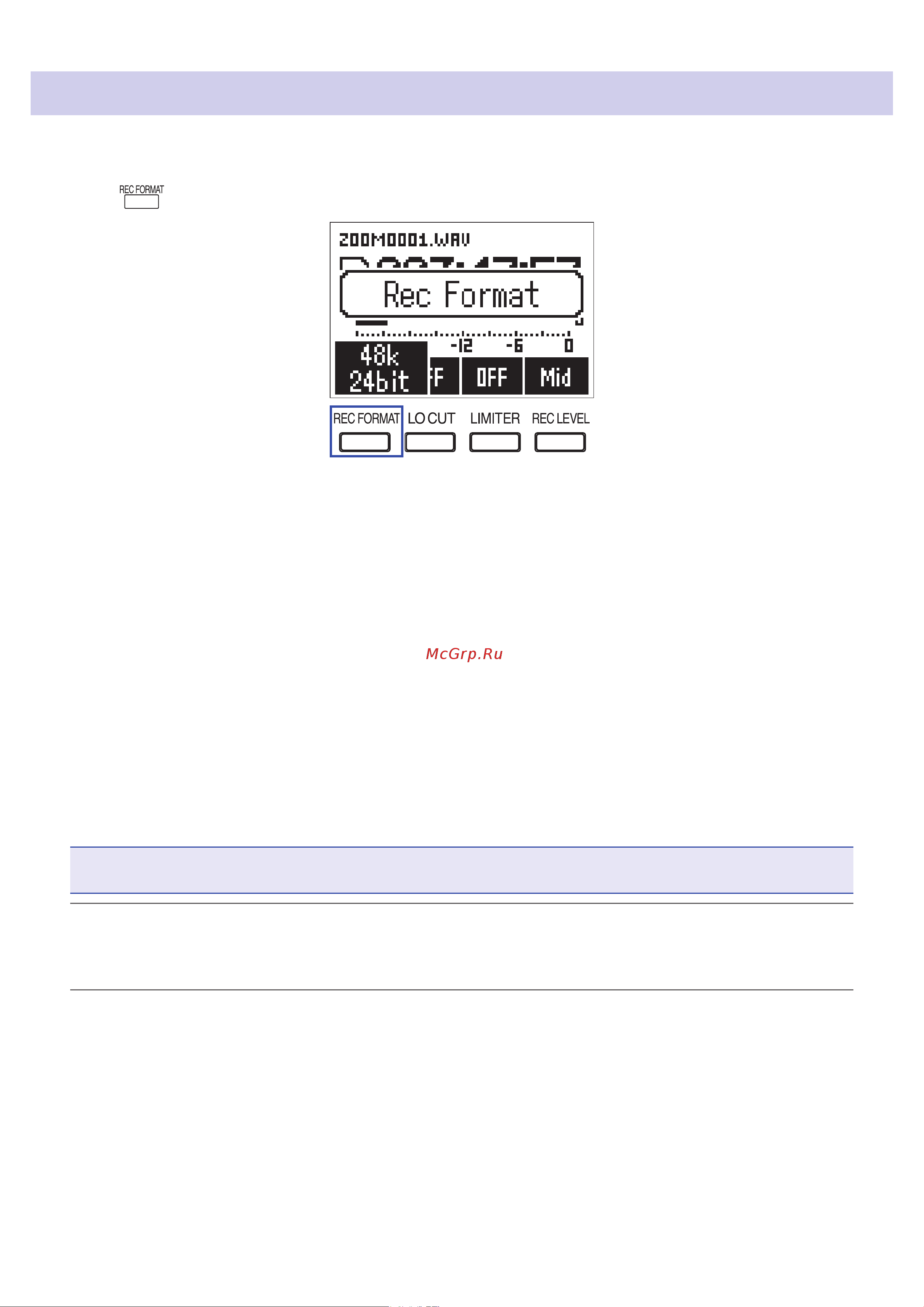 Zoom F1-SP [34/73] Selecting the recording format