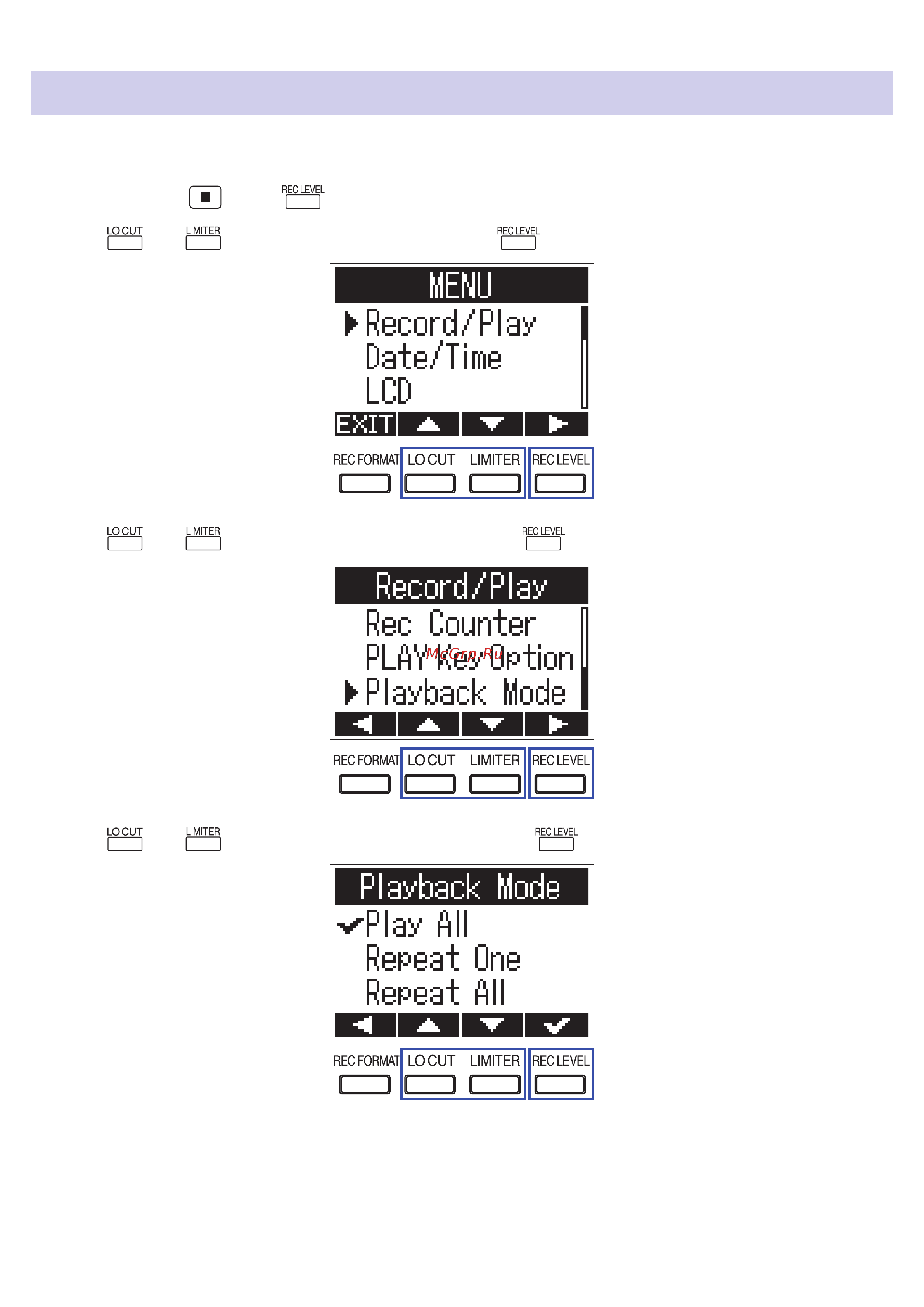 Zoom F1-SP [38/73] Setting the playback mode