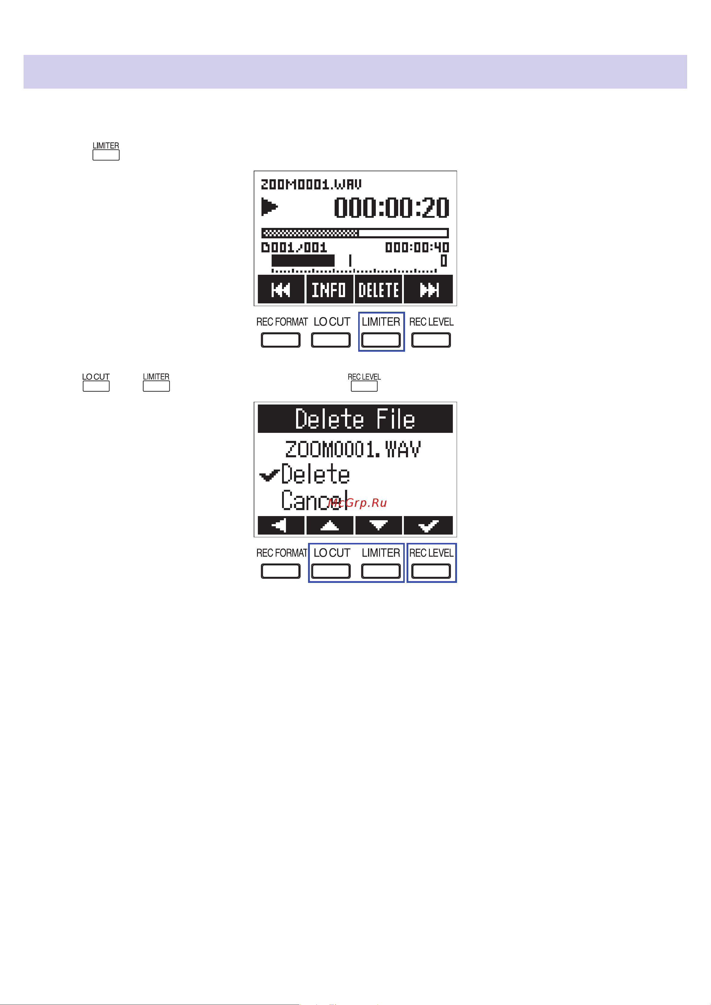 Zoom F1-SP [42/73] Deleting files