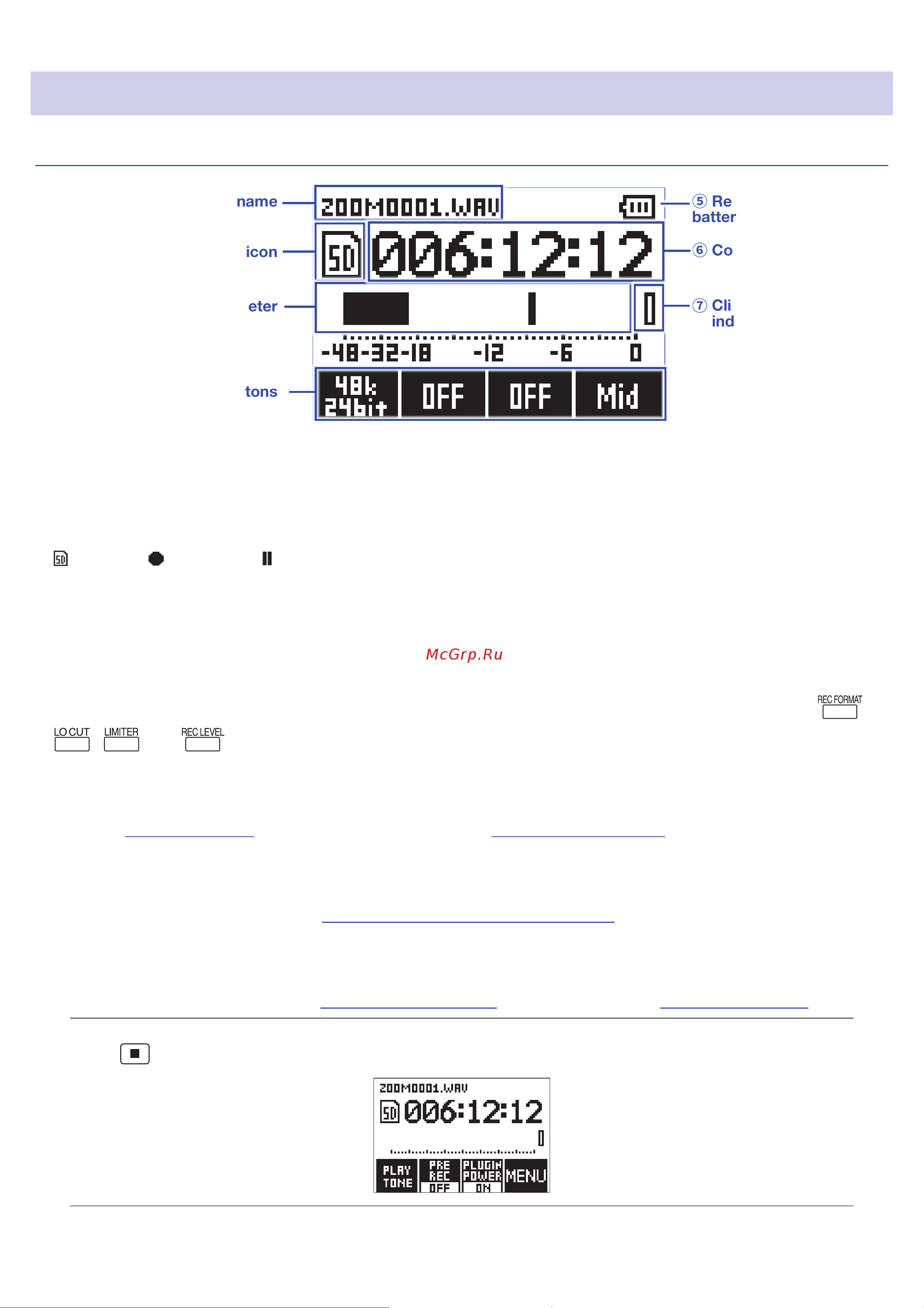 Zoom F1-SP [8/73] Display overview