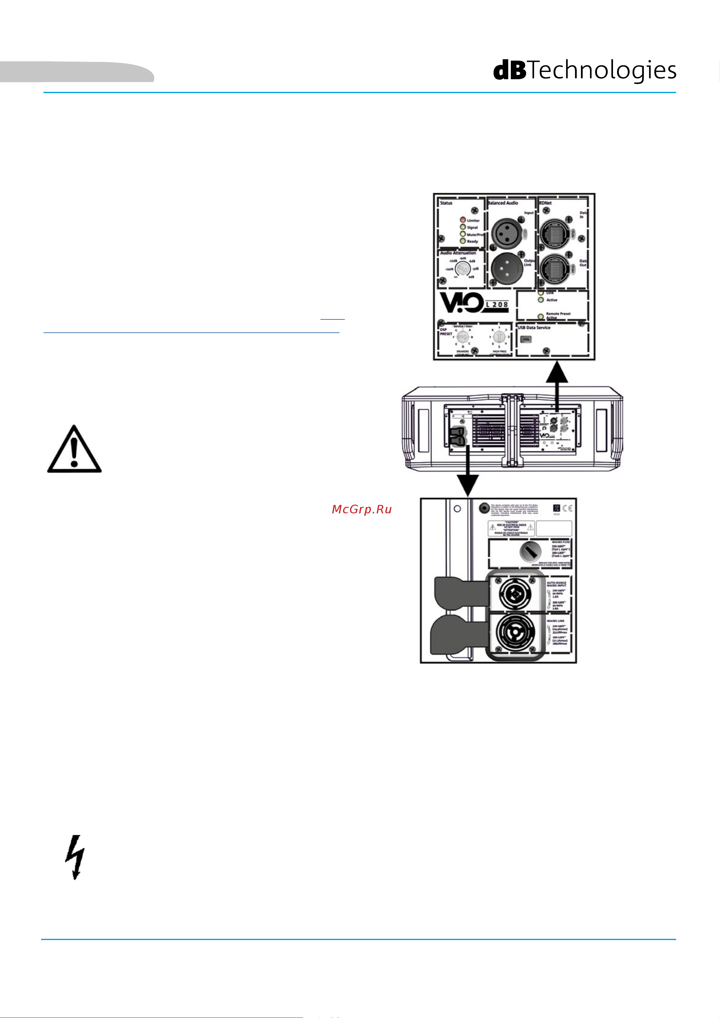 DB TECHNOLOGIES VIO L208 [70/149] Eigenschaften des verstärkungs und steuerbereichs