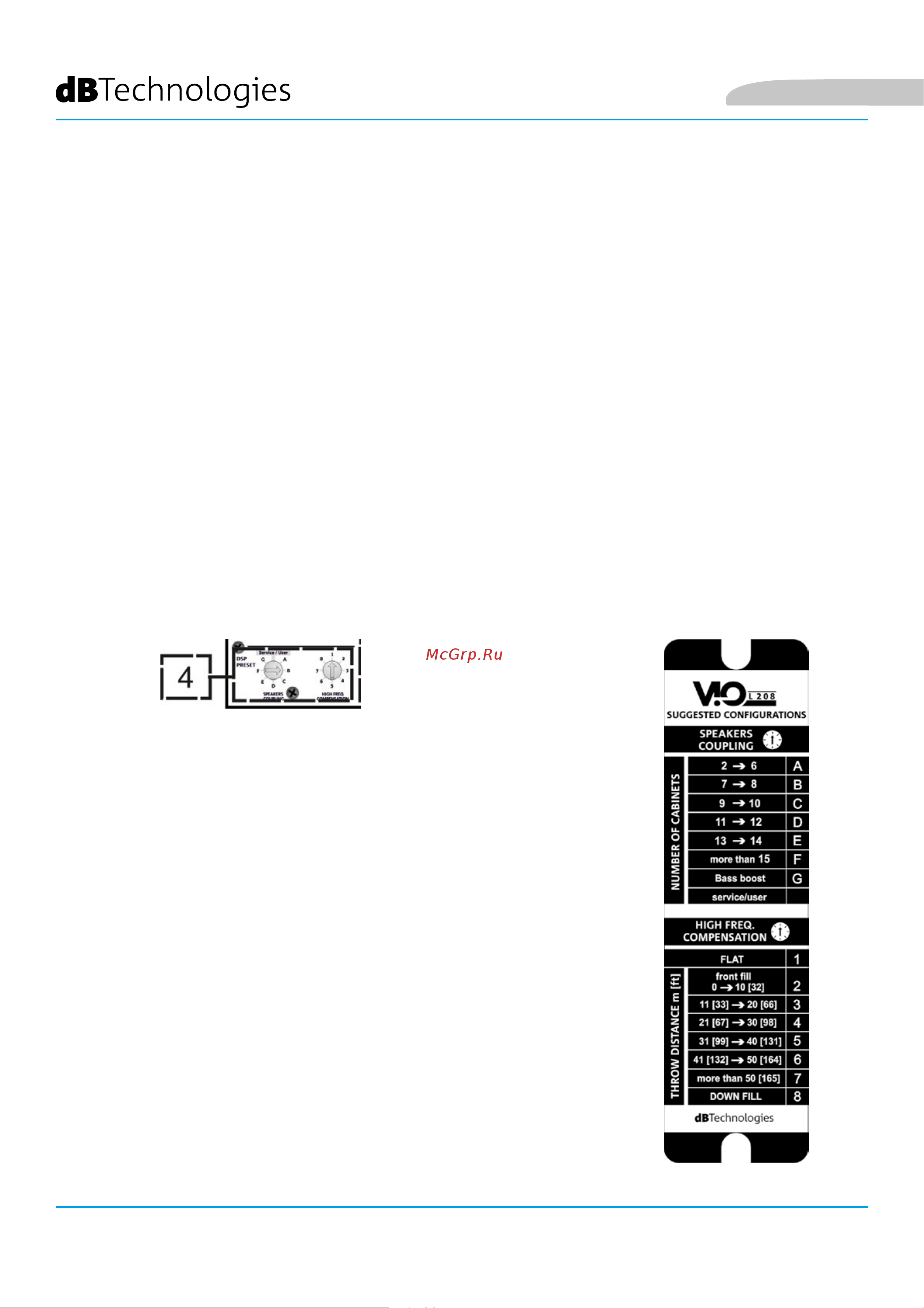 DB TECHNOLOGIES VIO L208 [77/149] Dsp voreinstellungsparameter und fernsteuerung