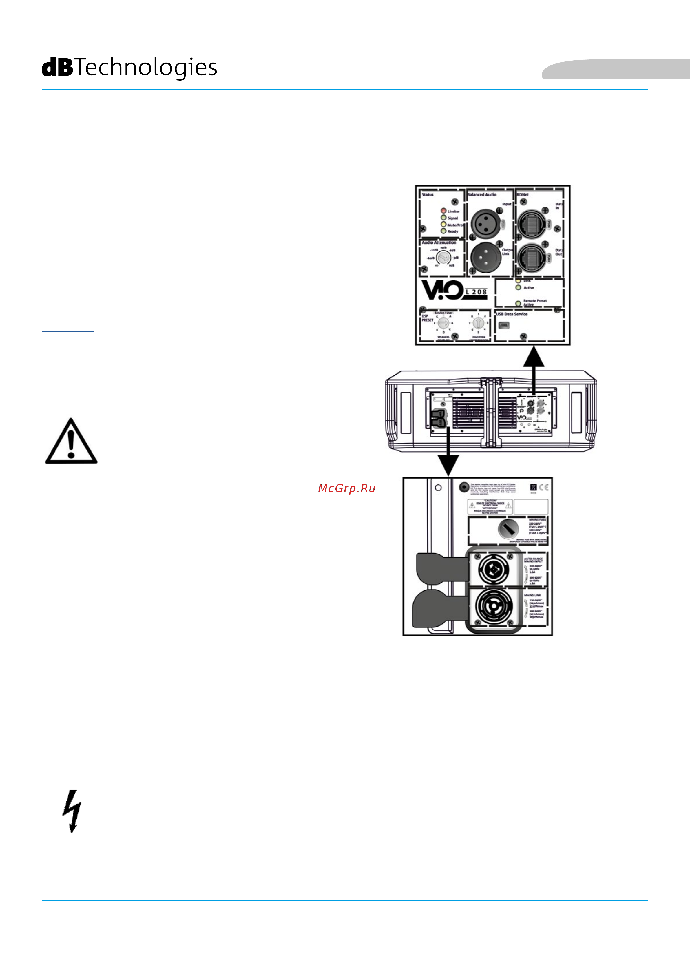 DB TECHNOLOGIES VIO L208 [99/149] Caractéristiques de la section d amplification et de contrôle