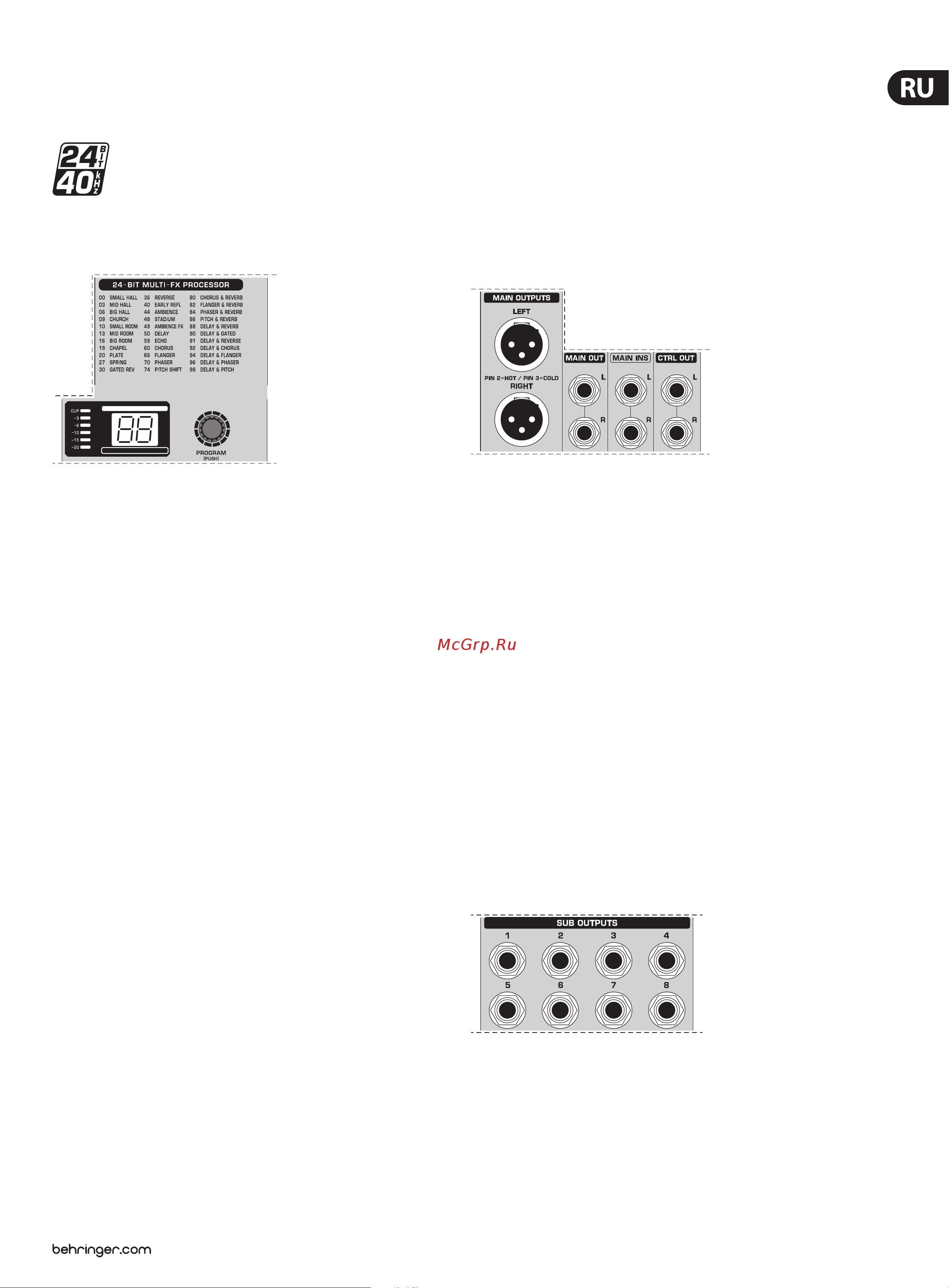 Behringer UB1622FX-PRO [15/20] Цифровой процессор эффе тов