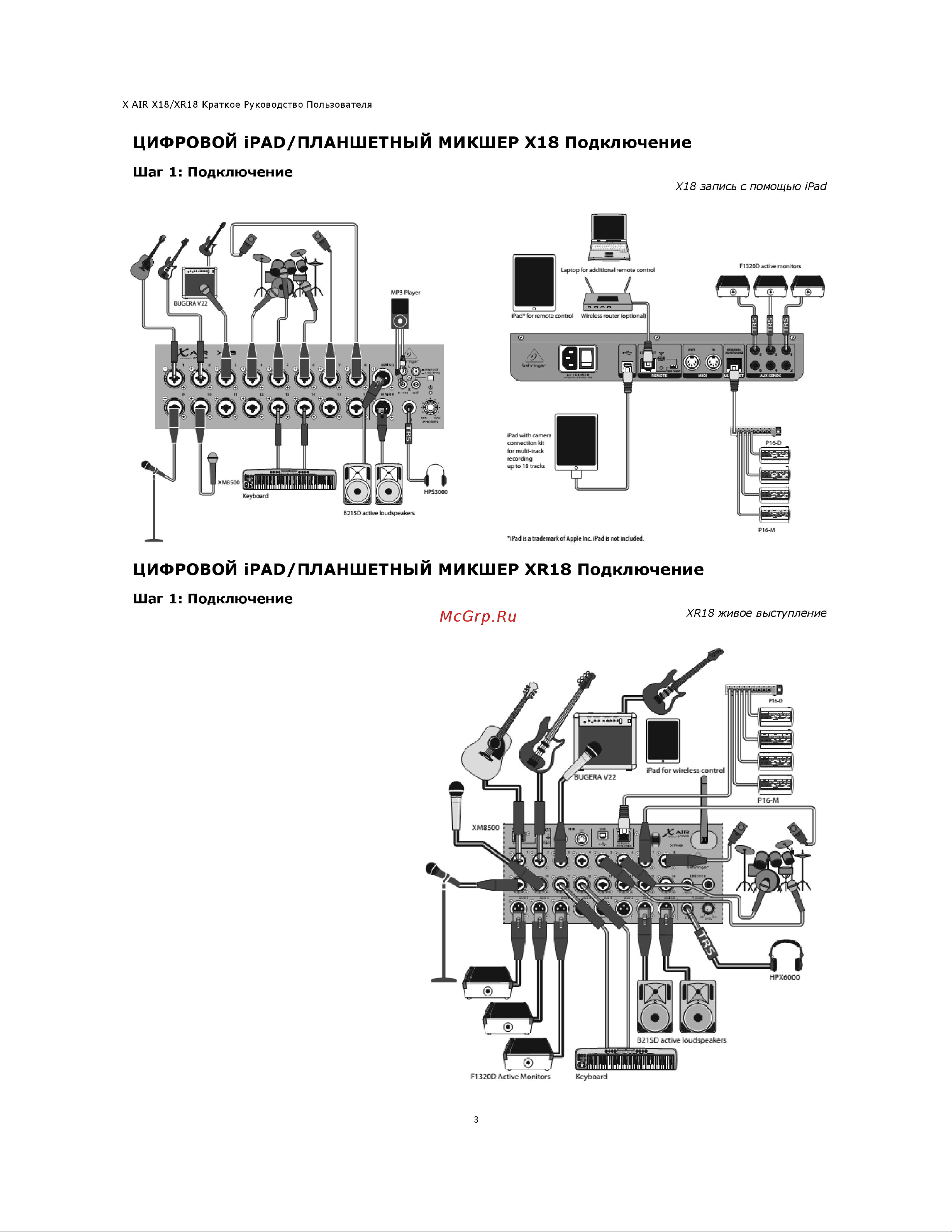 Behringer X18 Руководство по эксплуатации онлайн [3/10] 777892