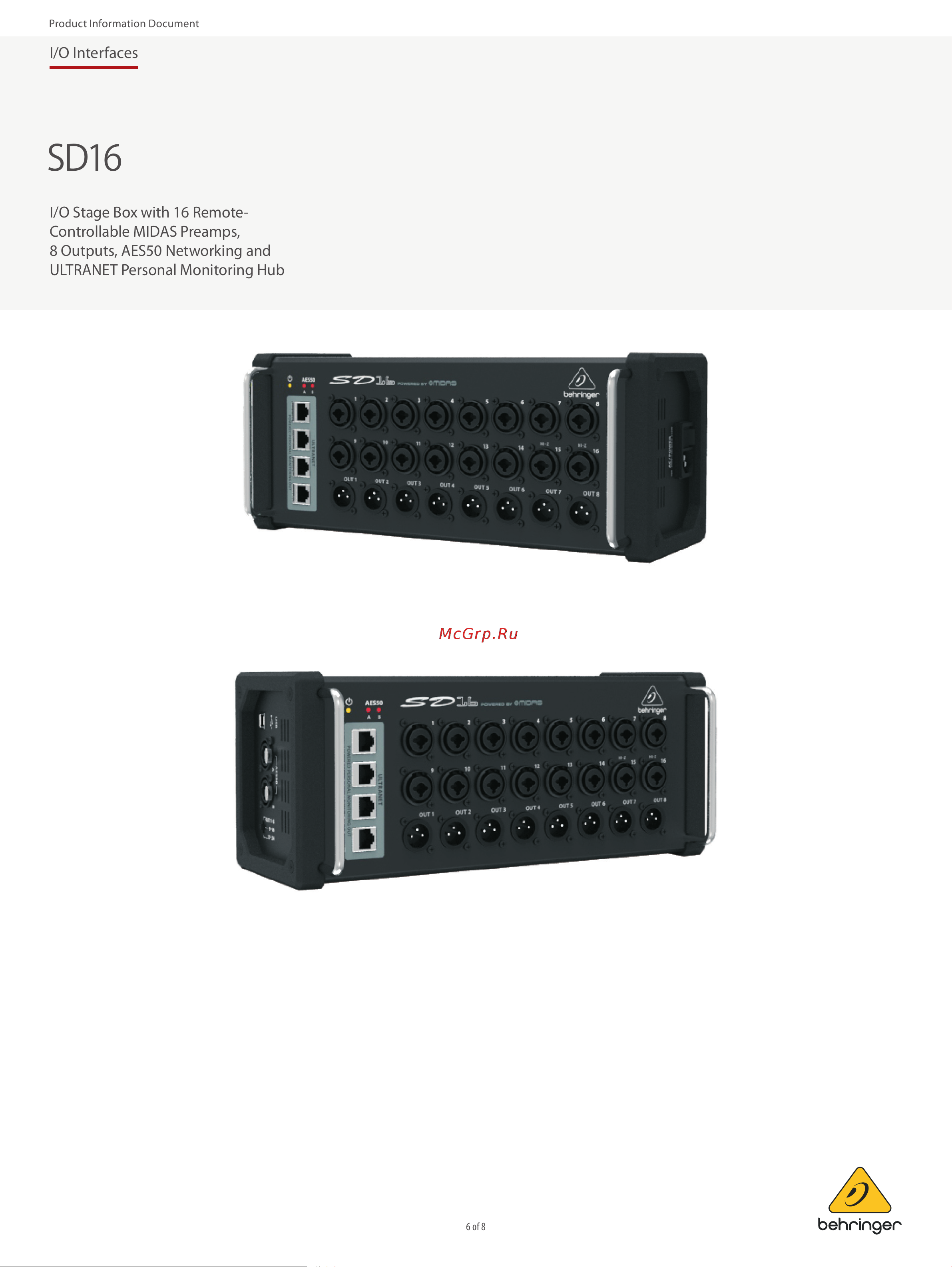 Behringer SD16 [6/8] I o interfaces